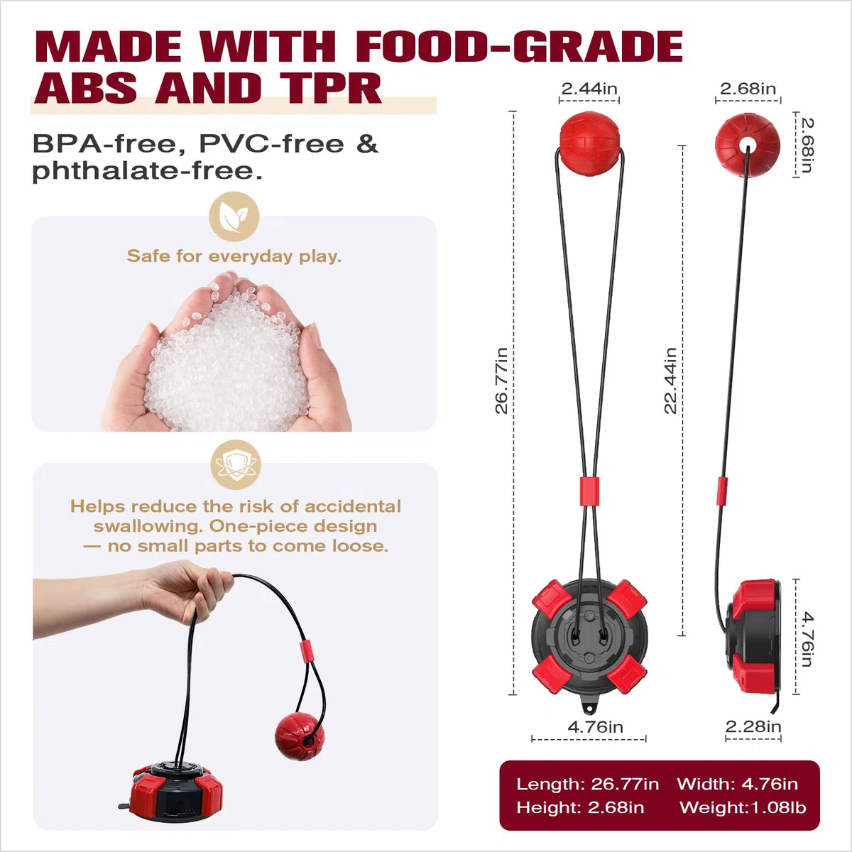 Juguetes interactivos para perros pequeños y medianos, juguete para perros pequeños y medianos, con ventosa giratoria para mantenerlos ocupados, cuerda de acero, juguete de dentición para cachorros