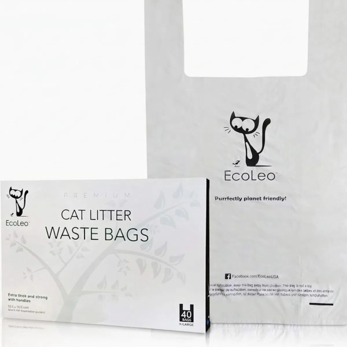 Bolsas para excrementos de basura para gatos, extragrandes, compostables, sin plástico, gruesas, a prueba de fugas, bolsas para excrementos de mascotas y perros con asas fáciles de atar, 10.5 x 18.5