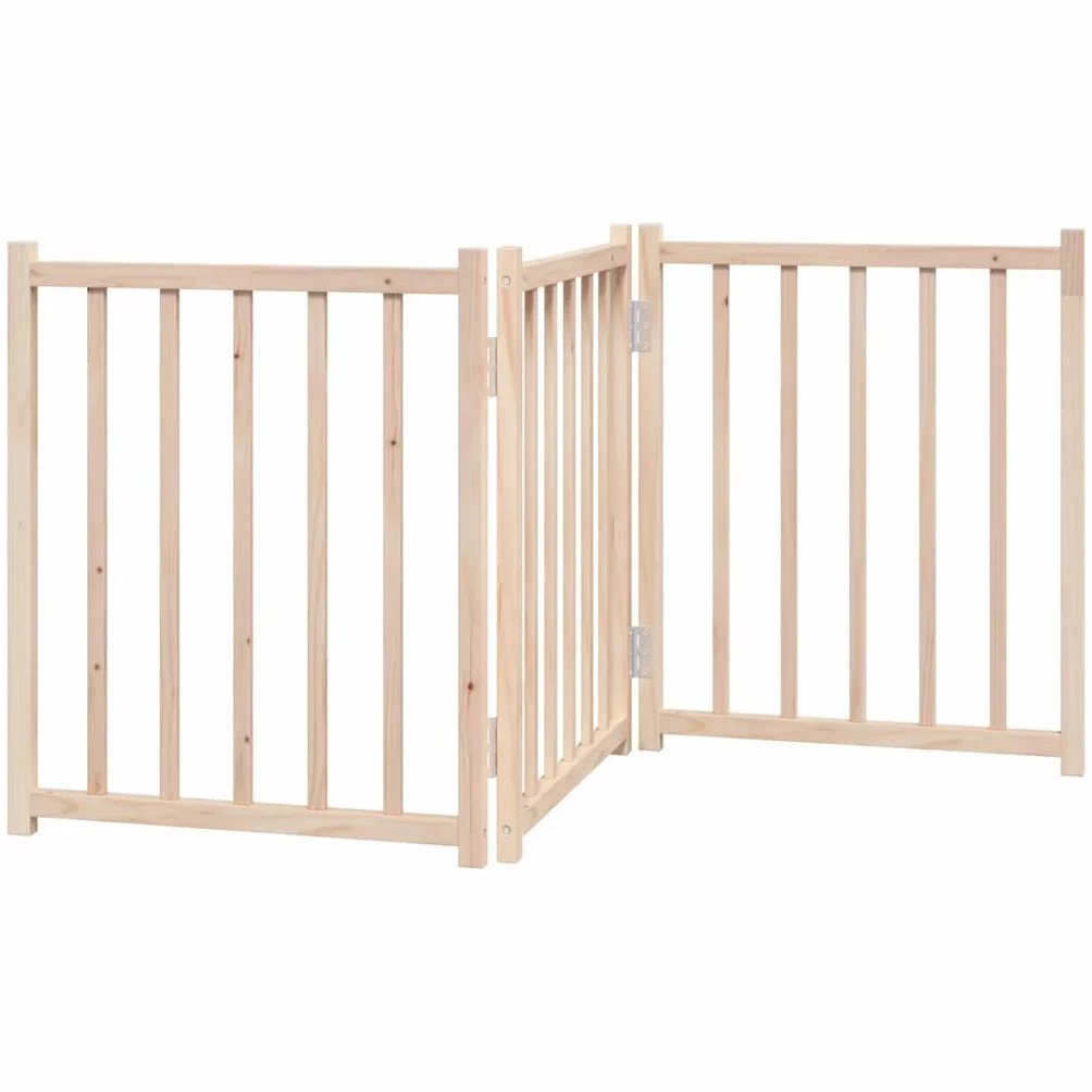Puerta plegable para perros de madera maciza de abeto de 150 cm de ancho, independiente, plegable, ideal como barrera para vivienda, jardín, interior, protección segura para perros y cachorros