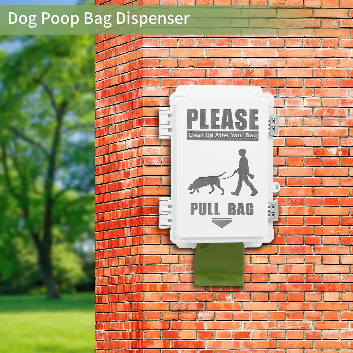 Dispensador de bolsas para excrementos de perro, dispensador impermeable de bolsas para perros para exteriores, con capacidad para hasta 8 rollos de bolsas de residuos, pared al aire libre, estaca,