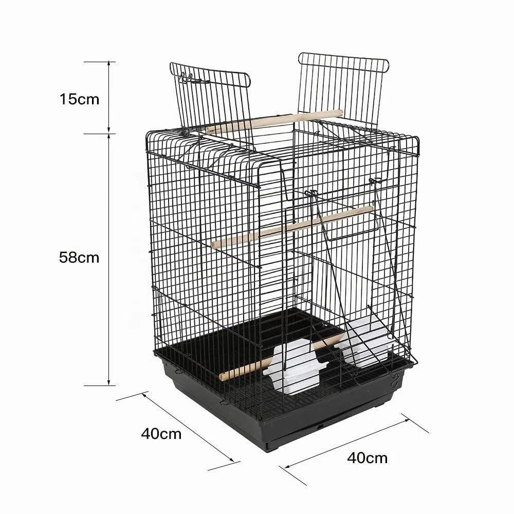 Jaula para Pájaros Metal Grande - Exterior para Aves, Loros, Agapornis, Canarios - Jaula Metálica (40 * 40 * 58cm)