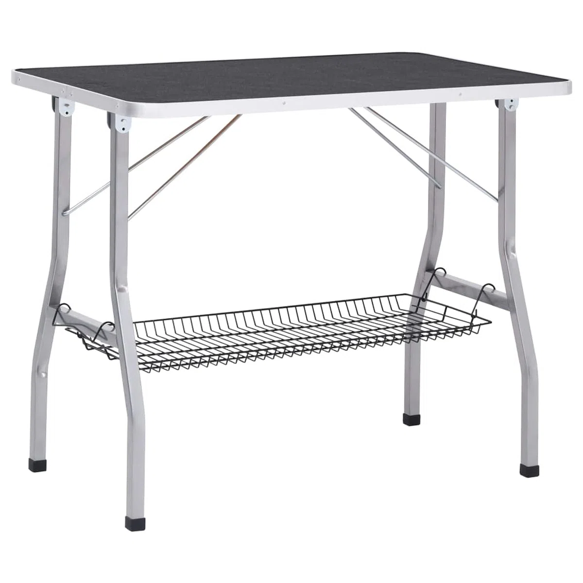 BAZZI Mesa de corte ajustable para perros, mesa de aseo con 2 trabillas y cesta, tocador, mesa de peluquería para perros, tocador para mascotas, peluquería para perros con ruedas