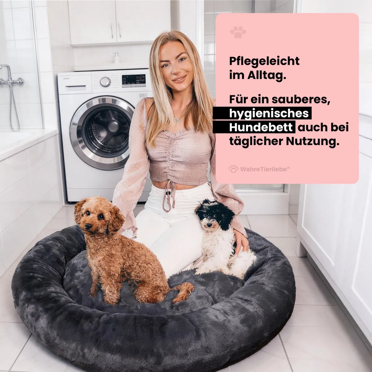 Wahre Tierliebe Cama para perros Cloud 7 [Plus] – El original, con funda lavable [S, 70 cm, gris] Cojín para perros, cesta para perros, cama mullida para perros grandes, medianos y pequeños