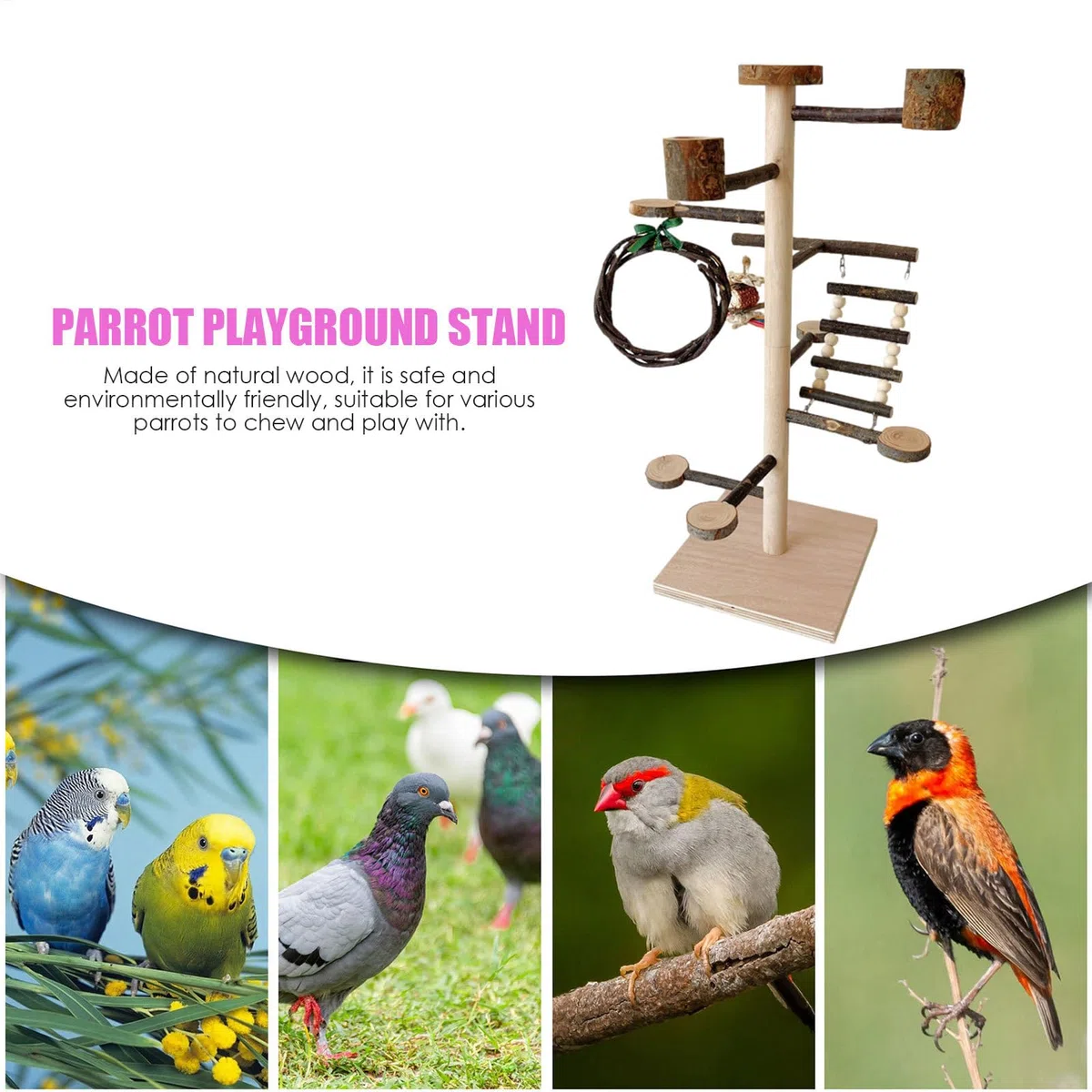 Soporte De Percha para Aves Juguetes de Madera y Accesorios para Jaulas de | para Periquitos y Aves Pequeñas Para Hogar Periquitos Cotorras Agapornis Canarios y Ninfas