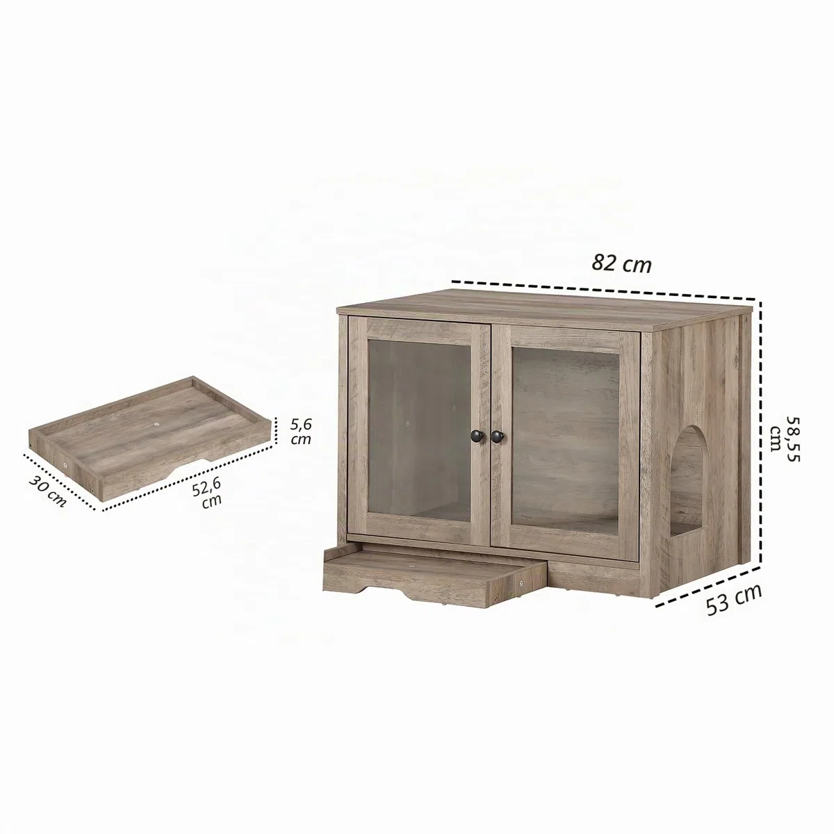 Forest Gravity Mueble Arenero para Gato Pequeño Mueble Arenero para Gato Moderno 82 * 58.5 * 53 cm Casa para con Puerta y Tabique Separador Gris