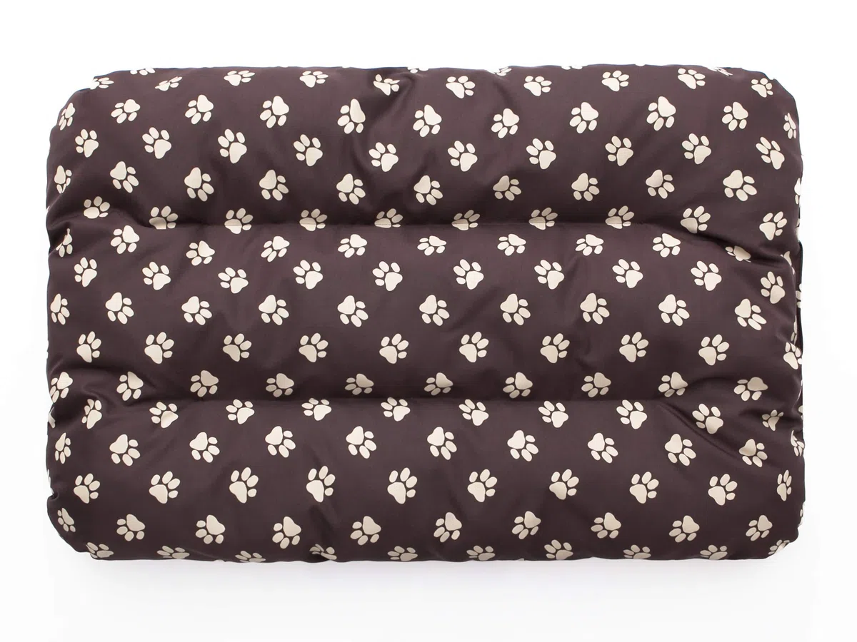 Colchón para perros, sofá para perros, cojín para perros, sofá, colchón, cama, cama para mascotas, suave, cojín R2 – 100 x 70 cm, color marrón oscuro con huellas