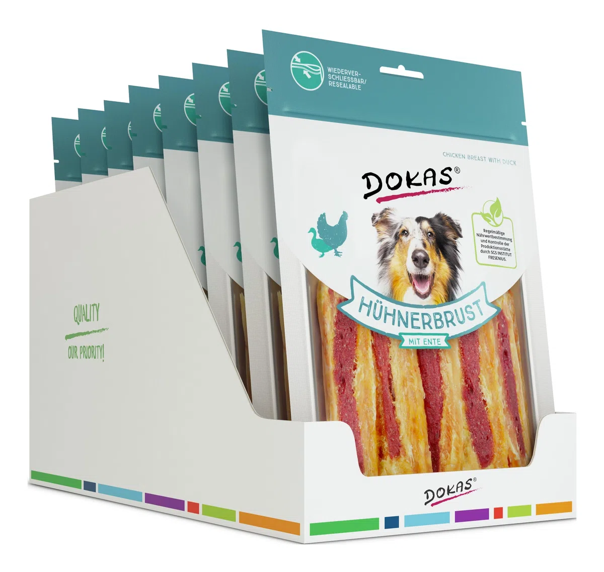 DOKAS Snack Premium sin Cereales con pezuña de Pollo para Perros, Ideal para Entretiempo.