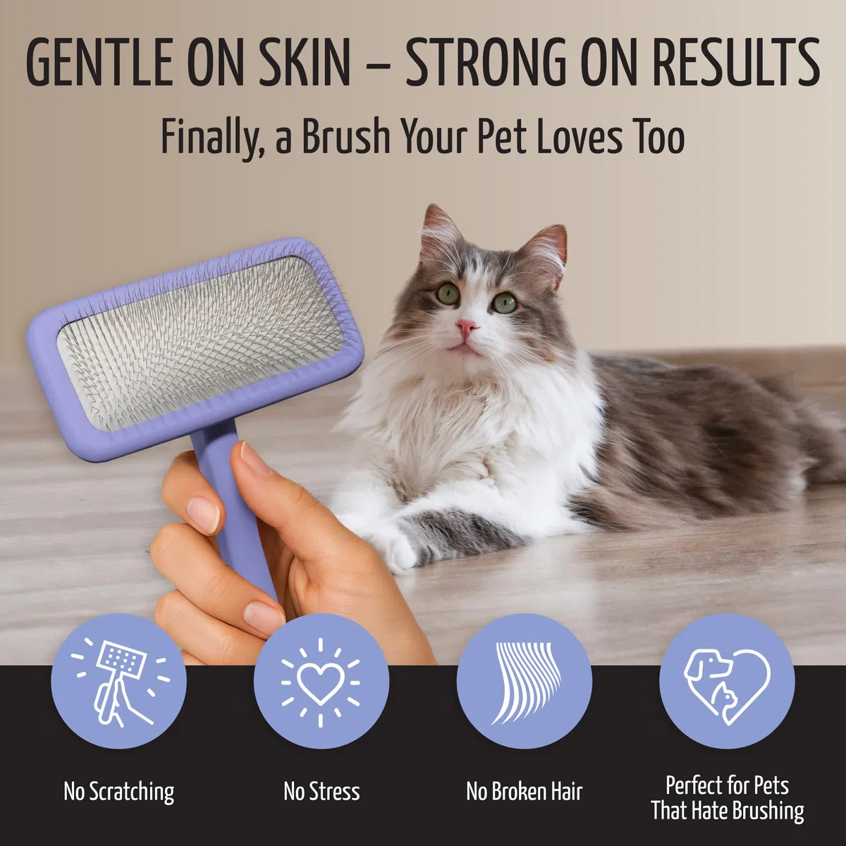 Tauro Pro Line Deshedding Cepillo Madera Perro y Gato, Grande (L), Morado | Elimina nudos y desenreda, para pelajes medios y largos, Almohadilla flexible, Ideal para retrievers y Maine Coons