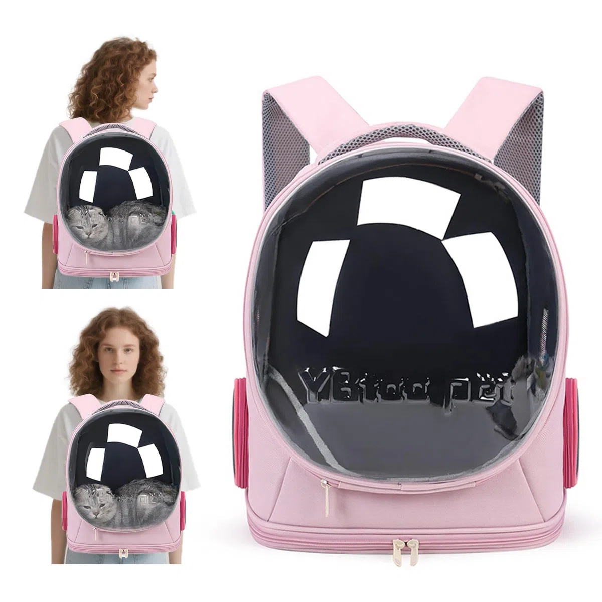 PETCUTE Mochila Transportín Perro,Mochilas para Gatos y Perro,Cápsula Espacial,Bolsa para Mascotas Portátil y Plegable con Correa de Seguridad Interior,Almohadilla Extraíble,para Viajes de Camping