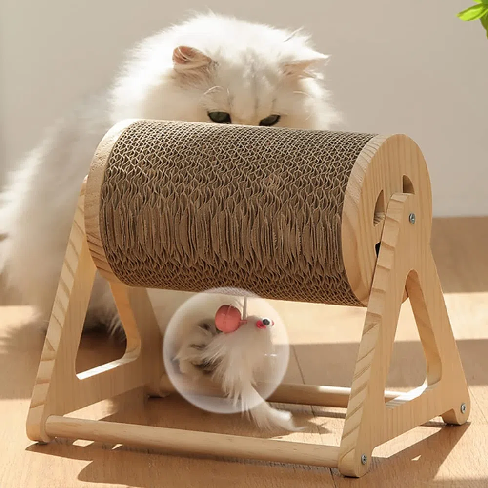 Juguete para Mascotas Noria Gato Pata Columna Gato Garra Interactiva Ejercicio De Molienda Papel Corrugado Natural Resistente Al Desgaste