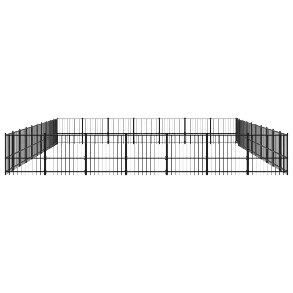 Perrera para perros de acero con recubrimiento en polvo de 65,86 m² con puerta giratoria, plegable y portátil para cachorros, perros, jardín, patio, protección, seguridad, entrenamiento en