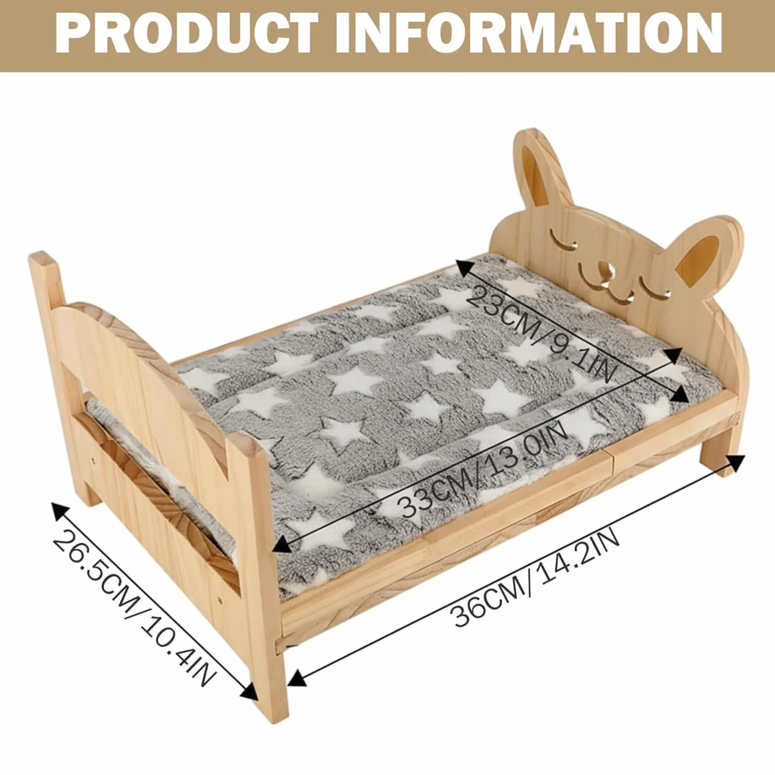 Ferret Bed, Cartoon Tiny Pet Habitat with Soft Mat, Wooden Detachable