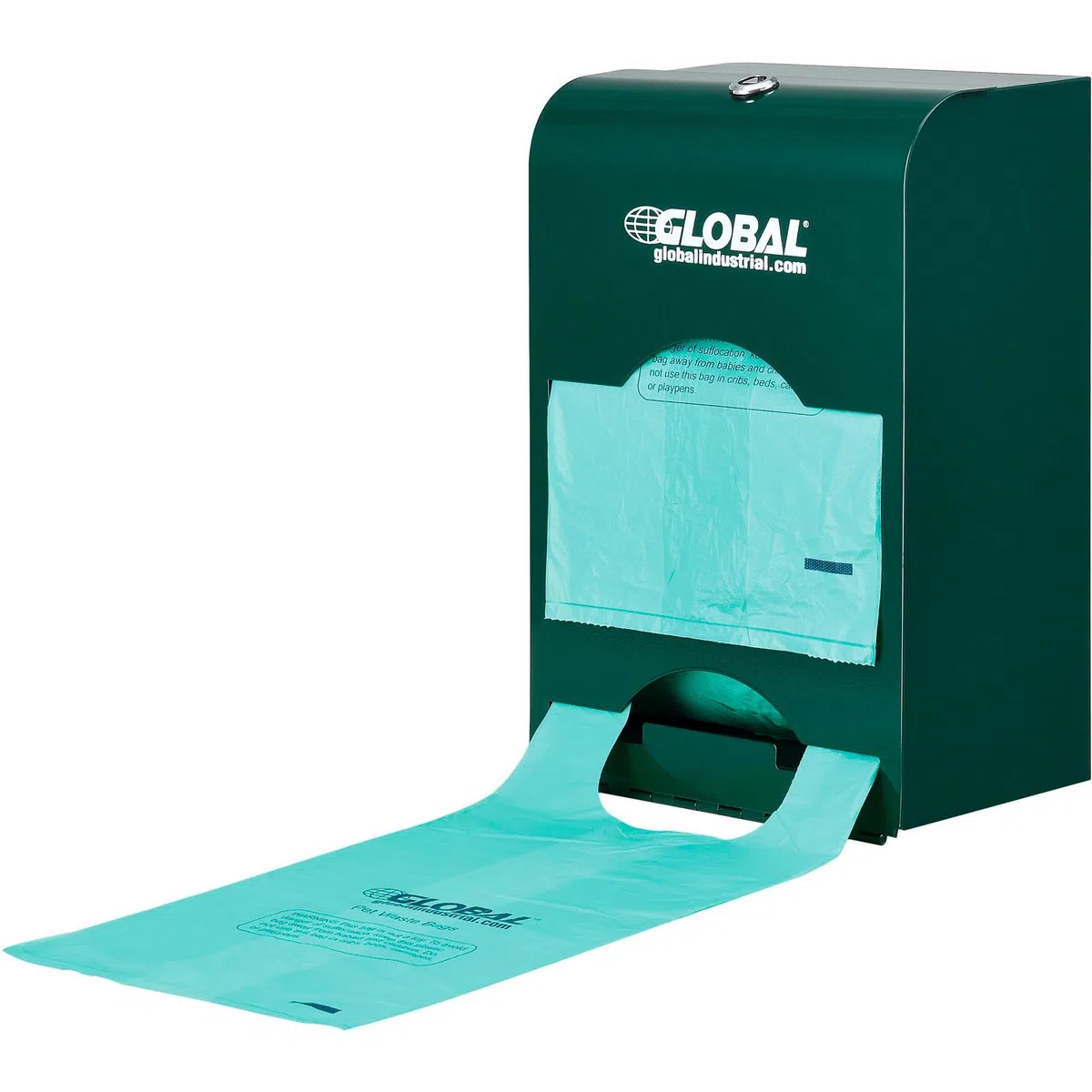 Global Industrial Bolsas de plástico para residuos de mascotas con asas, color verde, 400 bolsas/rollo