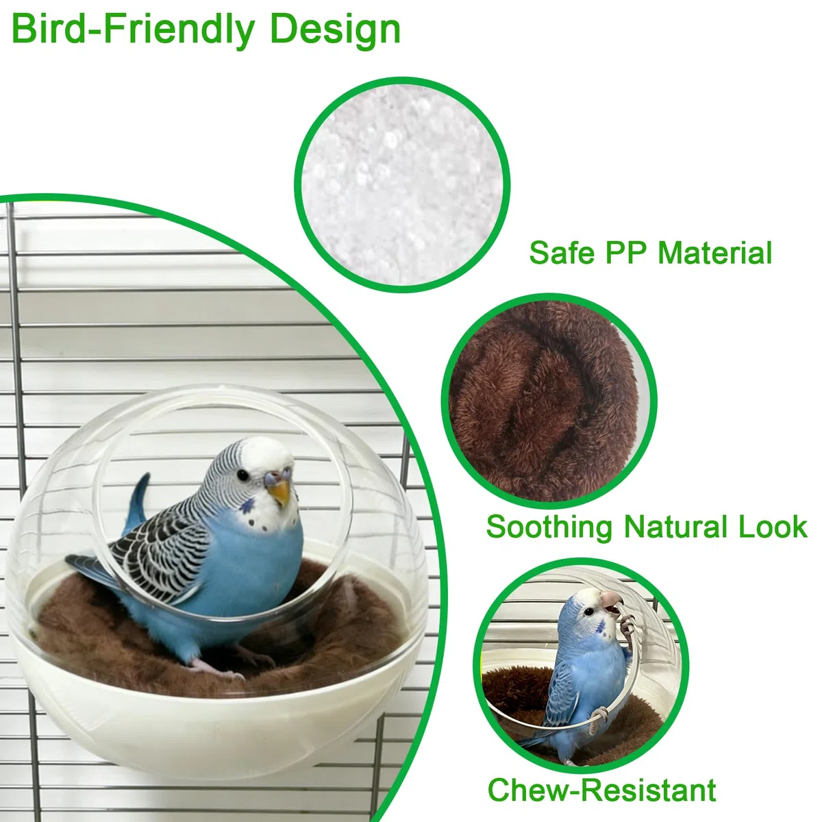 Casa de pájaros transparente colgante, nido desmontable resistente a las mordeduras, monitoreo claro de pájaros pequeños (periquitos, canarios)