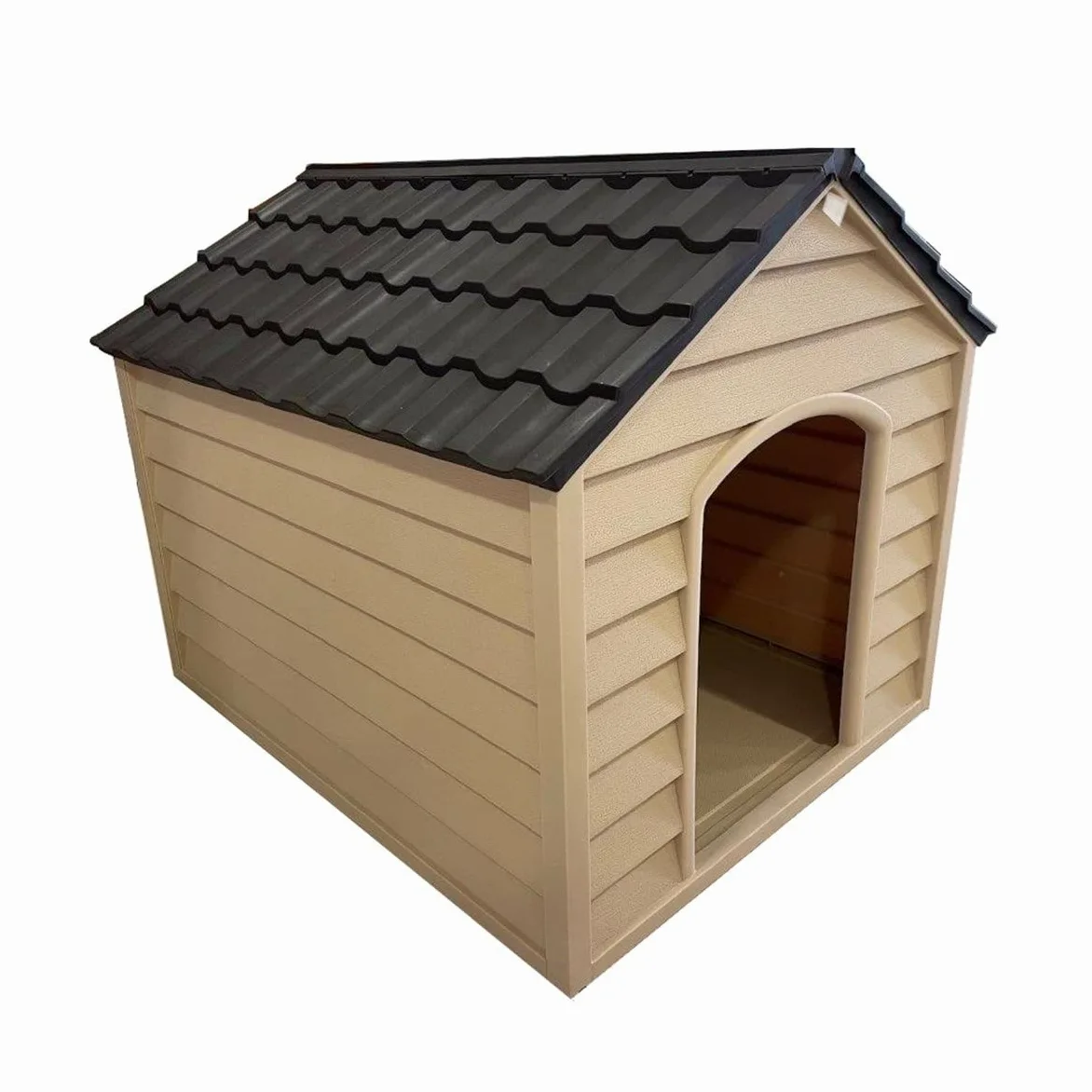Caseta de plástico para mascotas, uso exterior, color marrón
