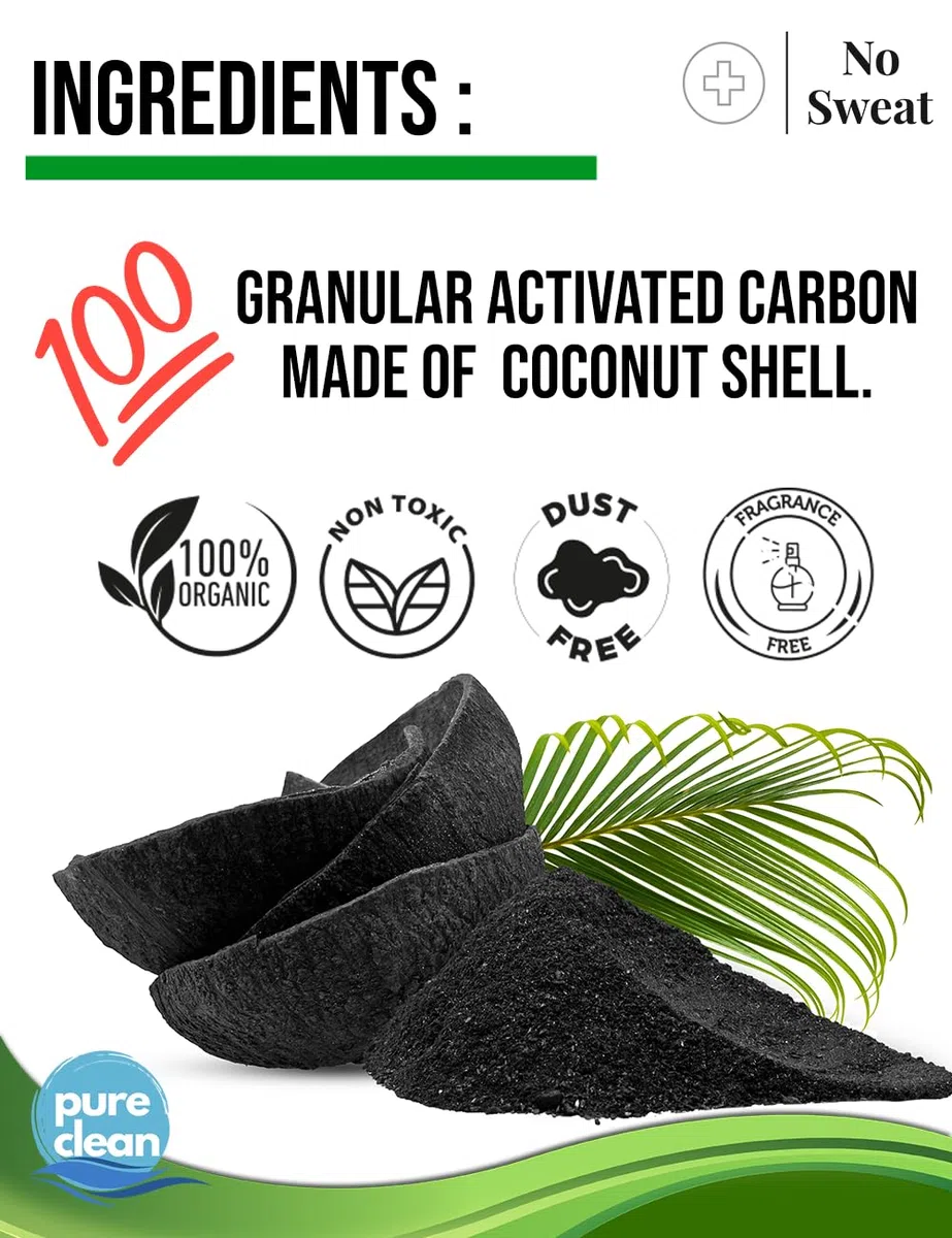 No Sweat Neutralizador de olores de carbón activado para gatos, hecho de cáscara de coco, todo natural, sin productos químicos, ingredientes tóxicos, sin perfume, apto para el planeta, desechable, 5