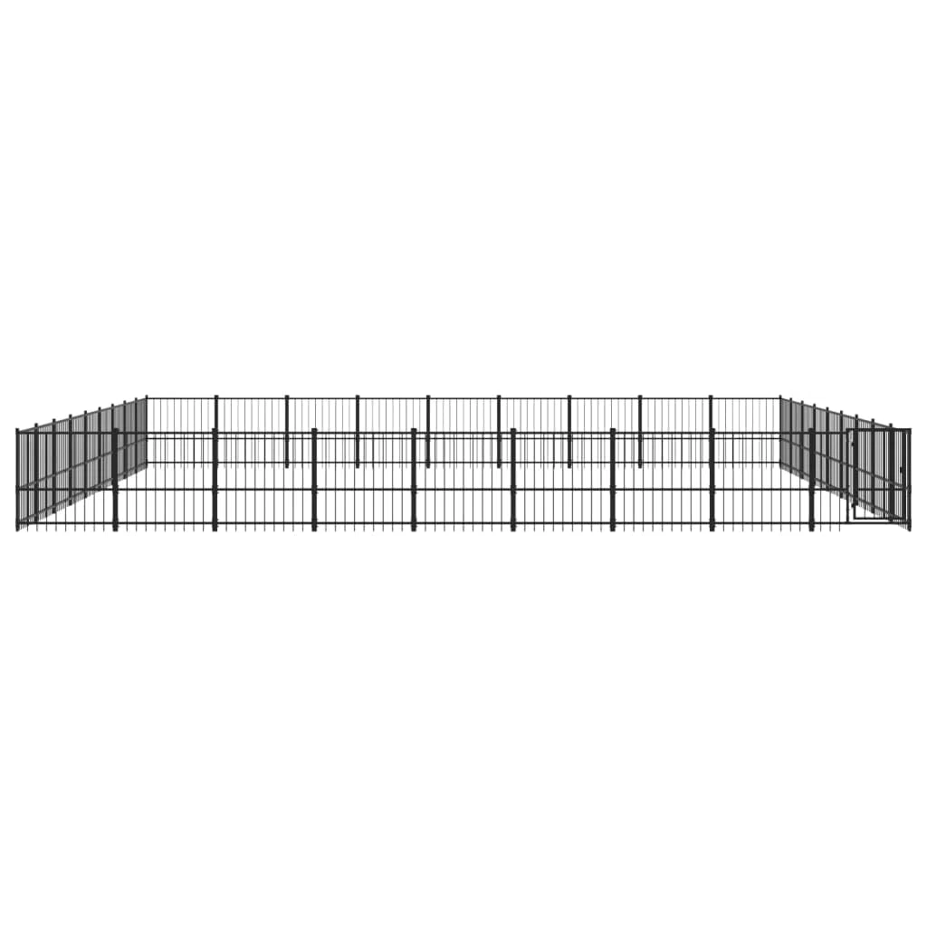 Caseta para perros de acero con recubrimiento en polvo de 76,21 m² con puerta giratoria, protección de seguridad para cachorros y perros en el jardín, resistente a la intemperie, para