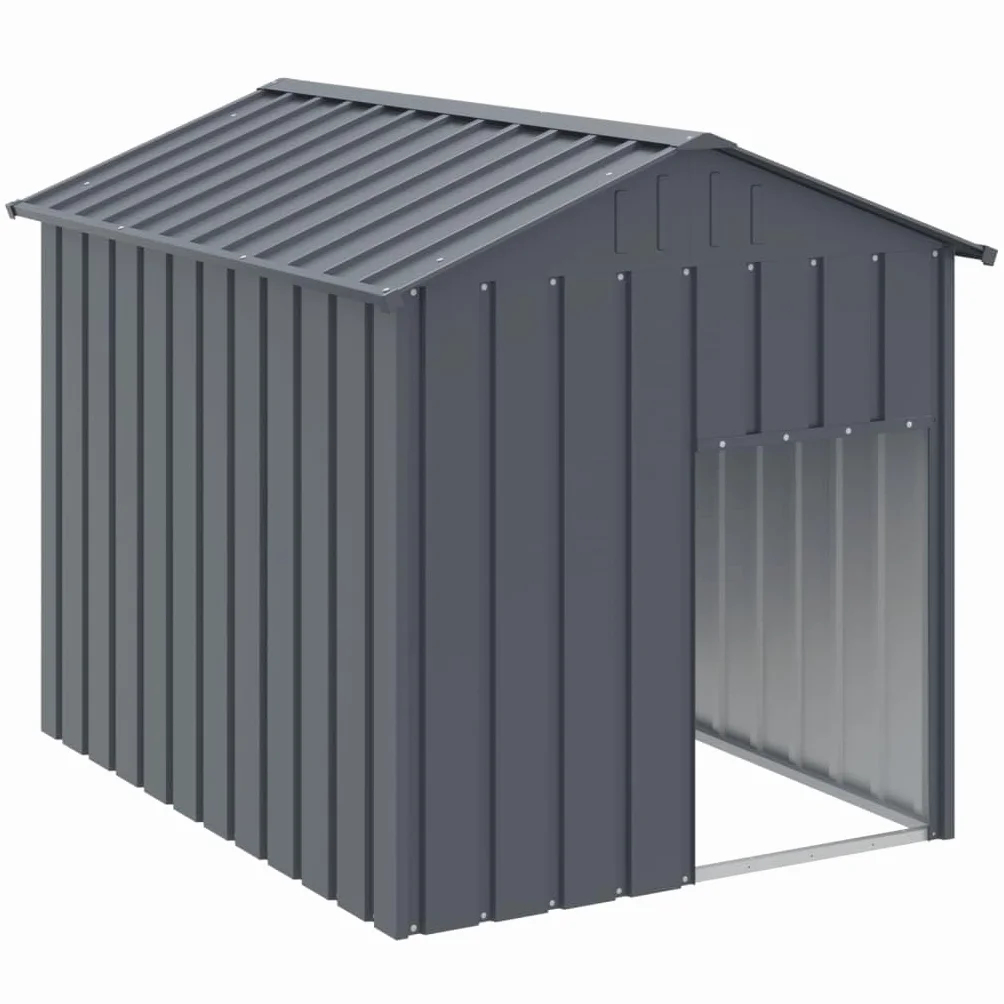 vidaXL Caseta Perros con tejado Acero galvanizado Gris 117x153x123 cm