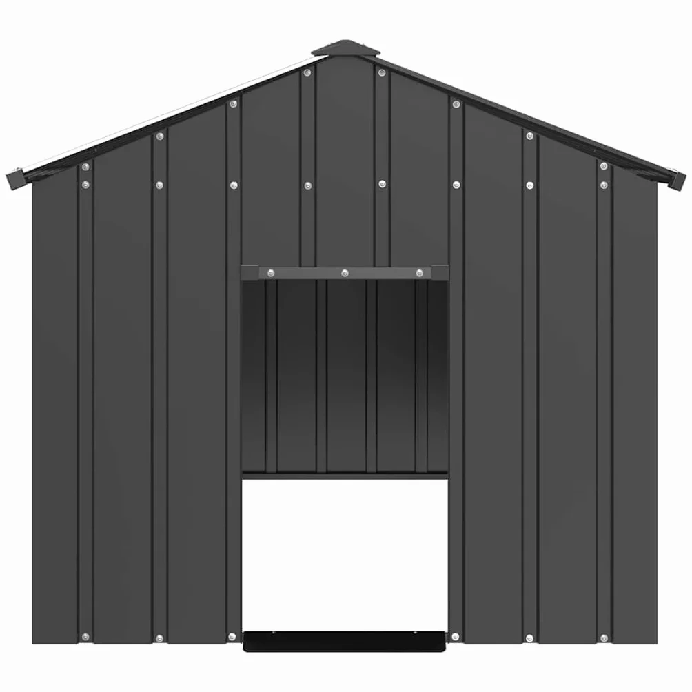 IKAYAA Caseta para Exteriores Grande, Caseta para Perros Acero Galvanizado 114x202x101 cm Gris Antracita