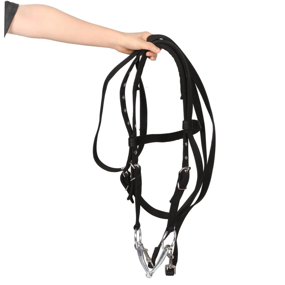 Cabestro de Cuerda Negro Pequeño de Nailon para Caballo