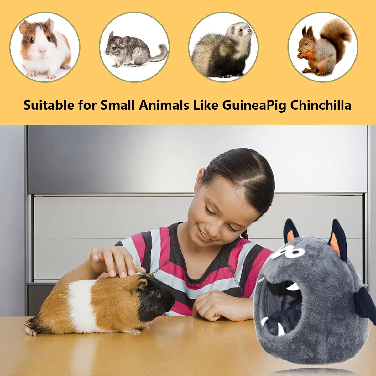 Cama de conejillo de indias Chinchillas Pequeña Cueva de animales Monstruo Casa de monstruos Hámster Miniatura Bolsa de miel Comadreja Ardilla Hollandhog para roedor Chinchilla Erizo Hámster