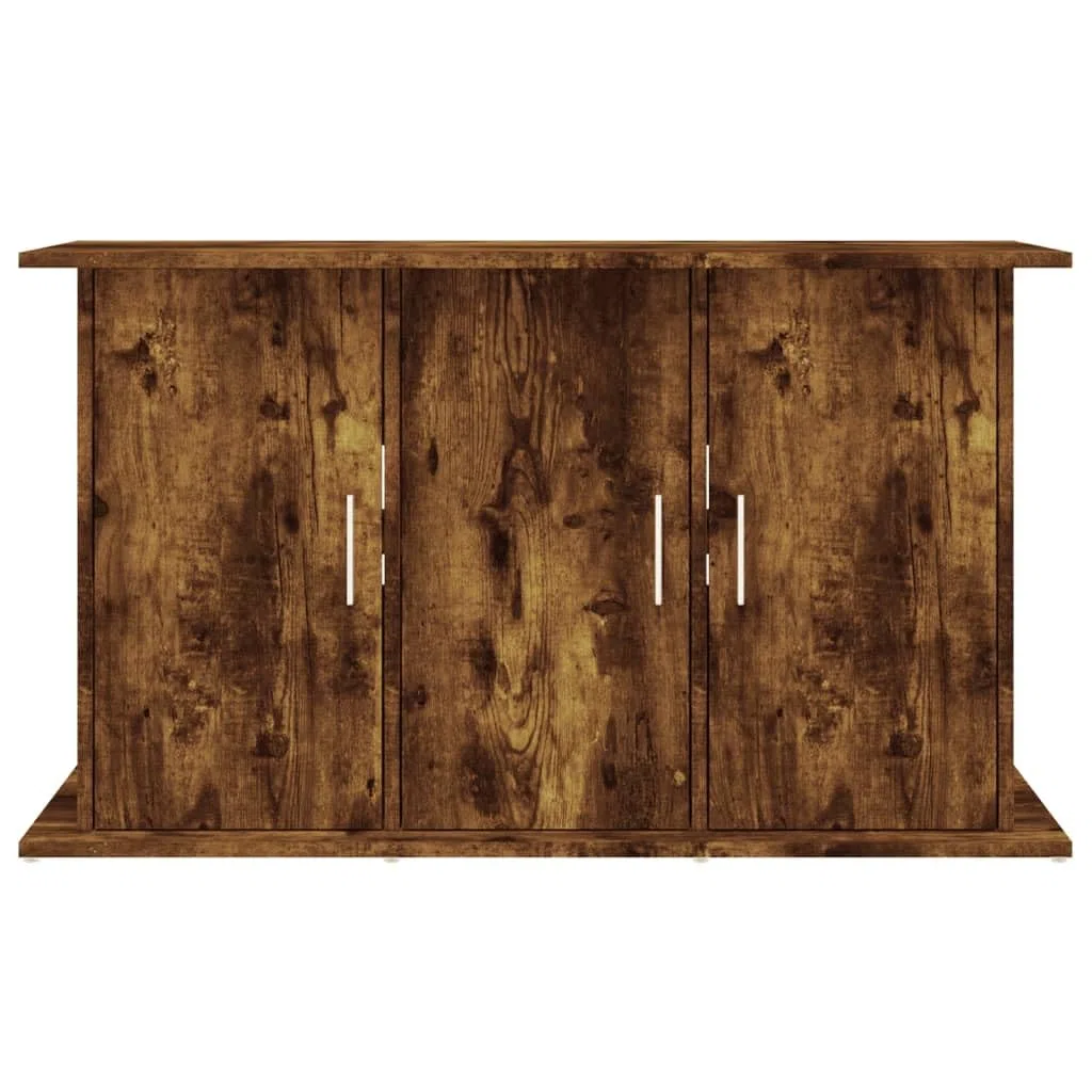 Soporte para acuario, armario bajo de madera en roble ahumado, 101 x 41 x 58 cm, estantería con 6 compartimentos y puertas, armario estable para acuario, terrario y almacenamiento