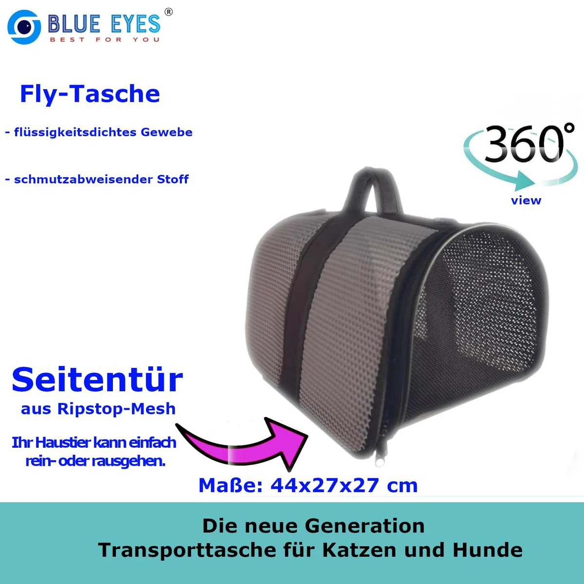 Blue Eyes Transportín para gatos y perros, plegable, transparente, bolsa de transporte para mascotas en avión para mascotas, medianos y pequeños, hasta 6,5 kg (panal)
