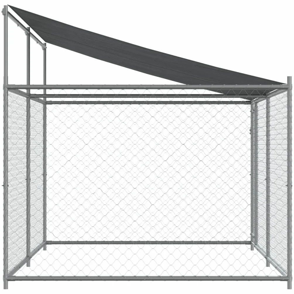 Gecheer Jaula de Perros Techo y Puerta Acero galvanizado Gris 4x2x2 m,Cercado para Perros Perrera Gallinas,Caseta para Perros Mascotas Animales Perro Grande Exterior