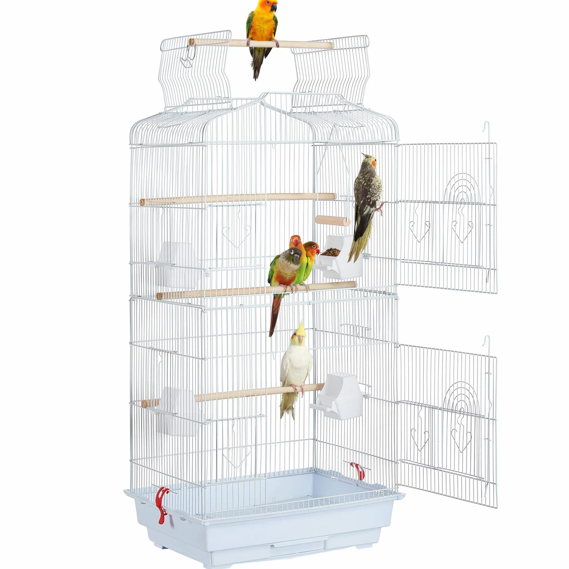 Yaheetech Jaula para Pájaros con Teche Abierto Jaula Aves Metal 46 x 35 x 104,5 cm Blanco