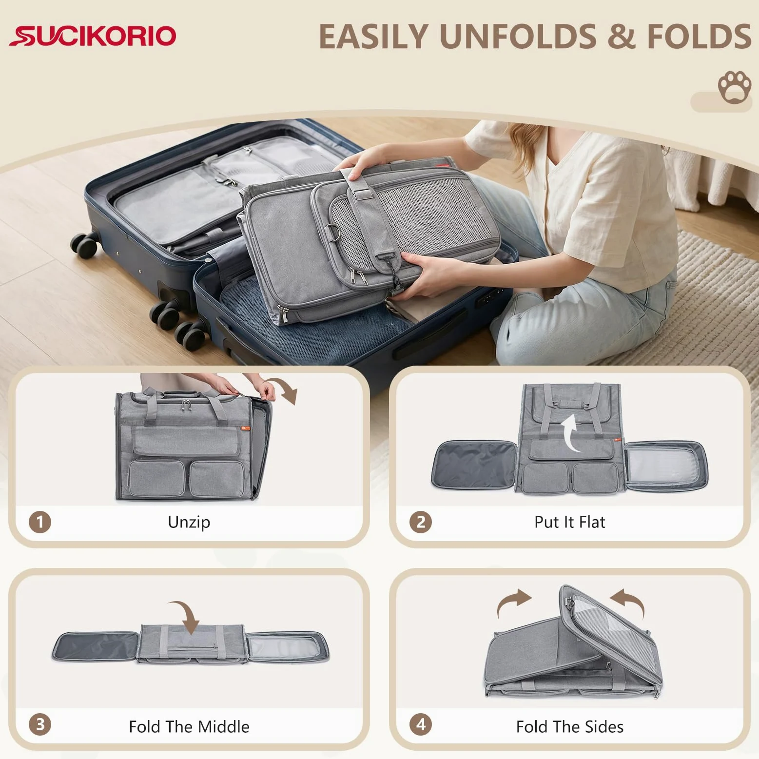 Transportin Gato Homologado 55x40x23cm Para Avion Cabina, Plegable Bolsa de Transportin Perro Grande Transpirable Cat Carrier con Bebedero Plegable Para Gatos y Perros, Air Europa Aerolineas