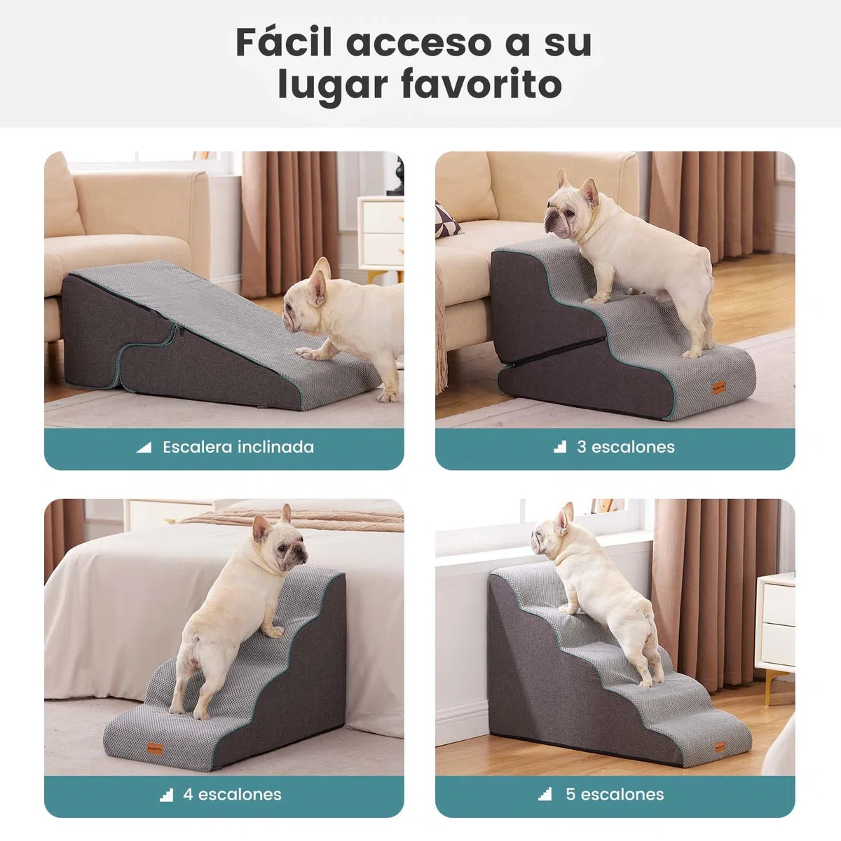 Gardner Pet 2 en 1 Escaleras para Perros con Cremallera-3 Peldaños