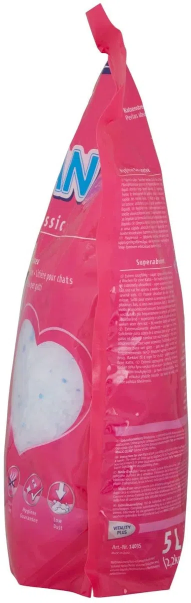 Vitakraft Magic Clean - Lechera de silicona para gatos de larga duración más que el normal antiolores y antibacteriana, 5 L, 2,2 kg (4 x 5 L)
