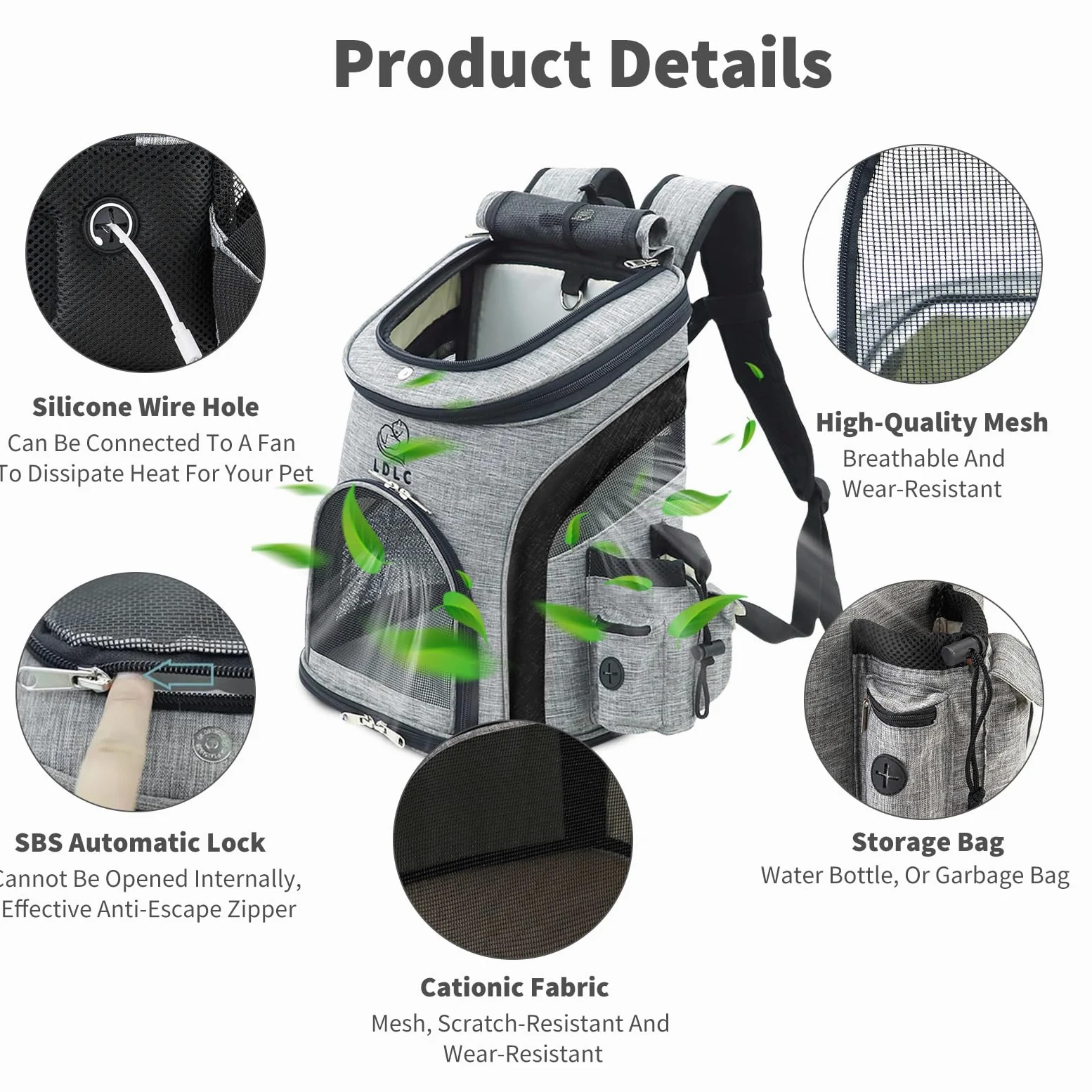 PETCUTE Mochila para Perros Pequeños,Transpirable Bolsa Transportar Gatos con Cinturón de Seguridad Interno,Adjustable Mochila Mascotas con Bolsillos,Carga Máxima 16lbs,para Viajar en Tren/avión