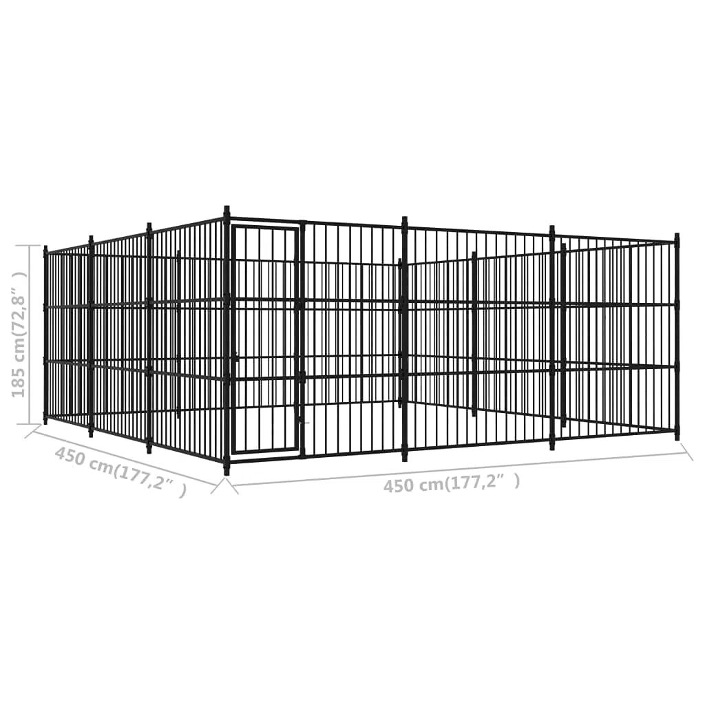 Perrera para perros al aire libre, 450 x 450 x 185 cm, de acero resistente con rejilla protectora, plegable, para jardín, camping, interior y exterior, seguridad, protección, perro, cachorro