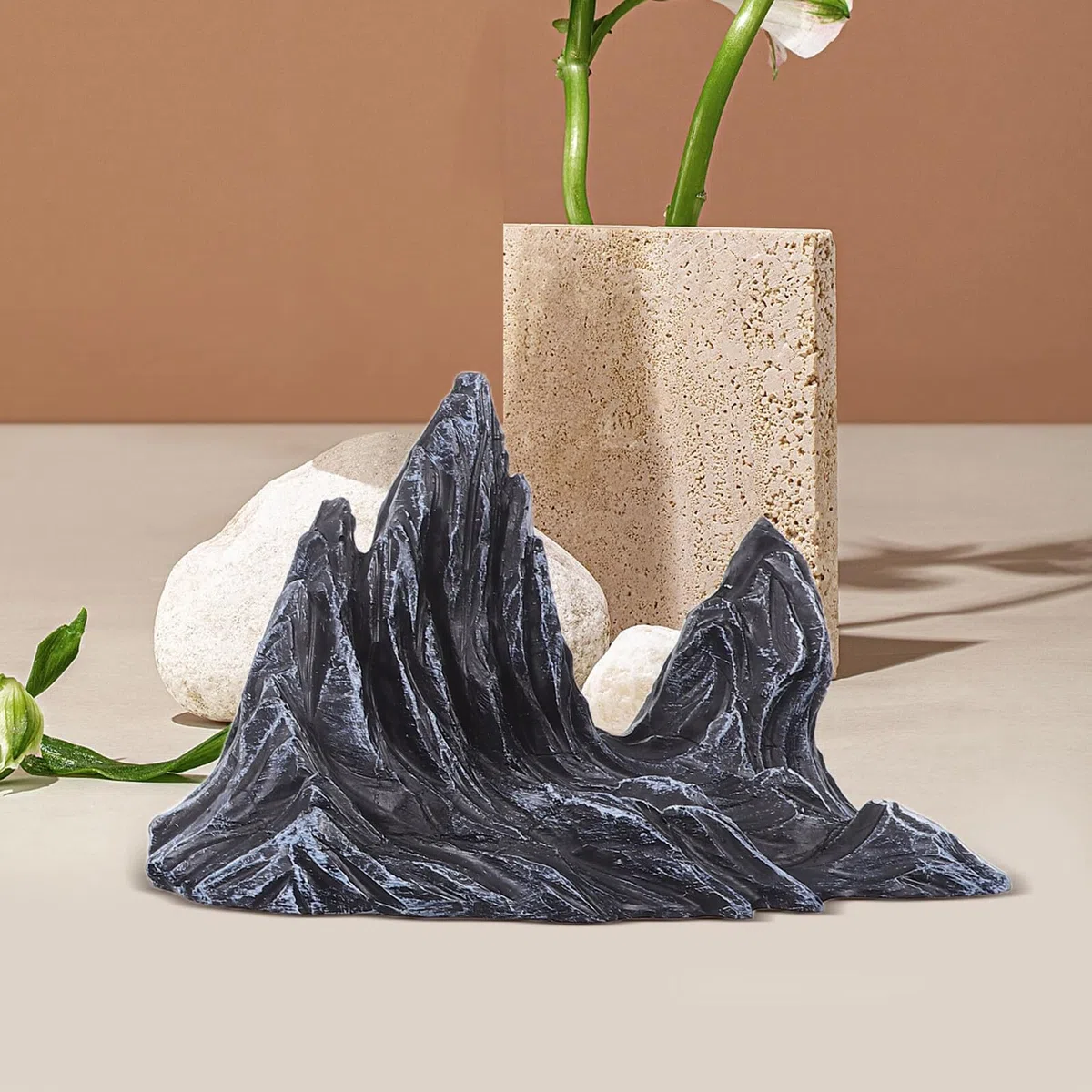 PRETYZOOM 2 Piezas Adornos Paisajísticos para Peceras De Montaña Artificial De Resina Figura De Roca para Acuarios Decoración De Montaña para Peceras Escondite para Peces y Gambas De Decorac