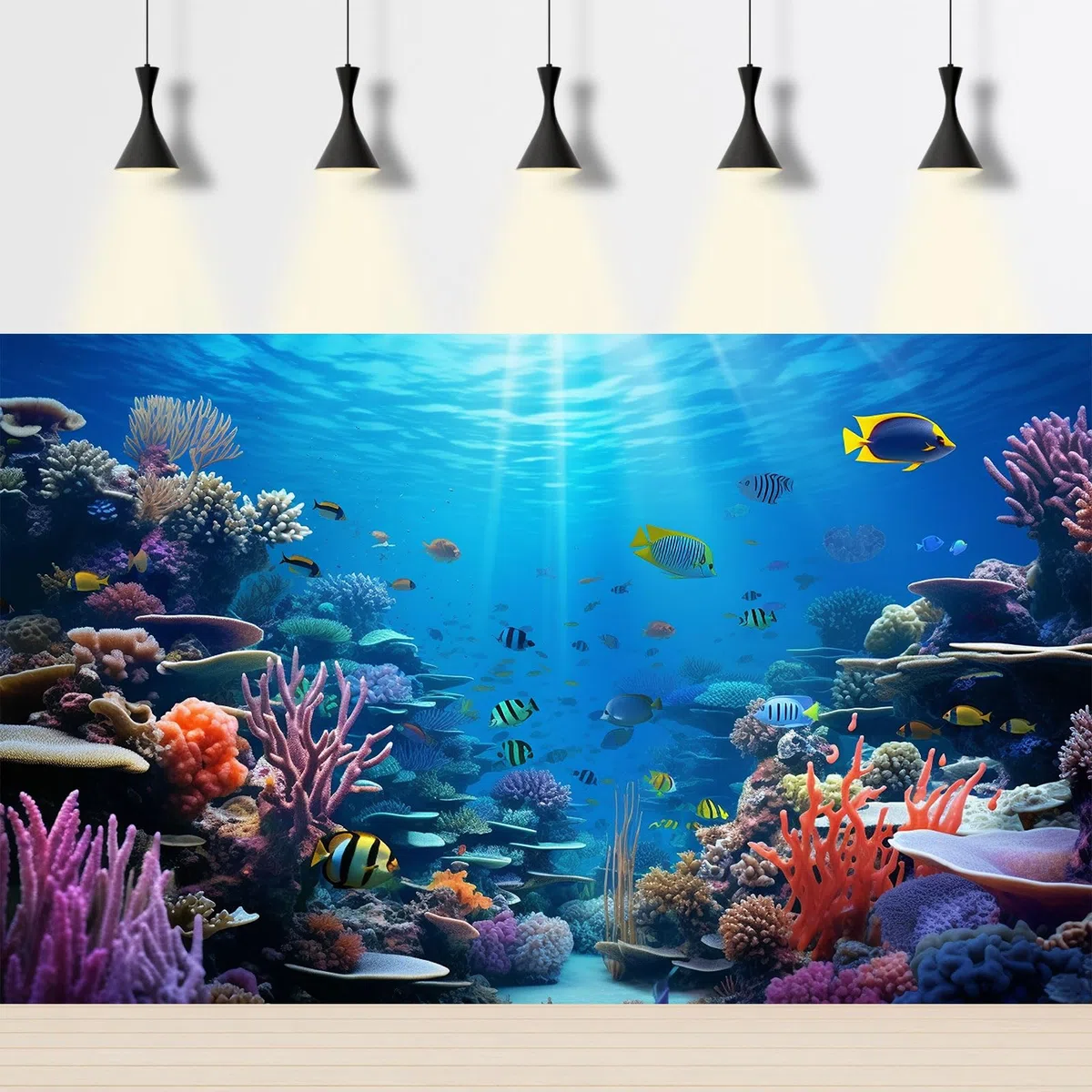 Fondo de acuario bajo el mar, arrecife de coral subacuático, panorámica, fondo de pecera, océano, mundo submarino, terrario, decoración de fondo de peces tropicales, decoración de acuario submarino,