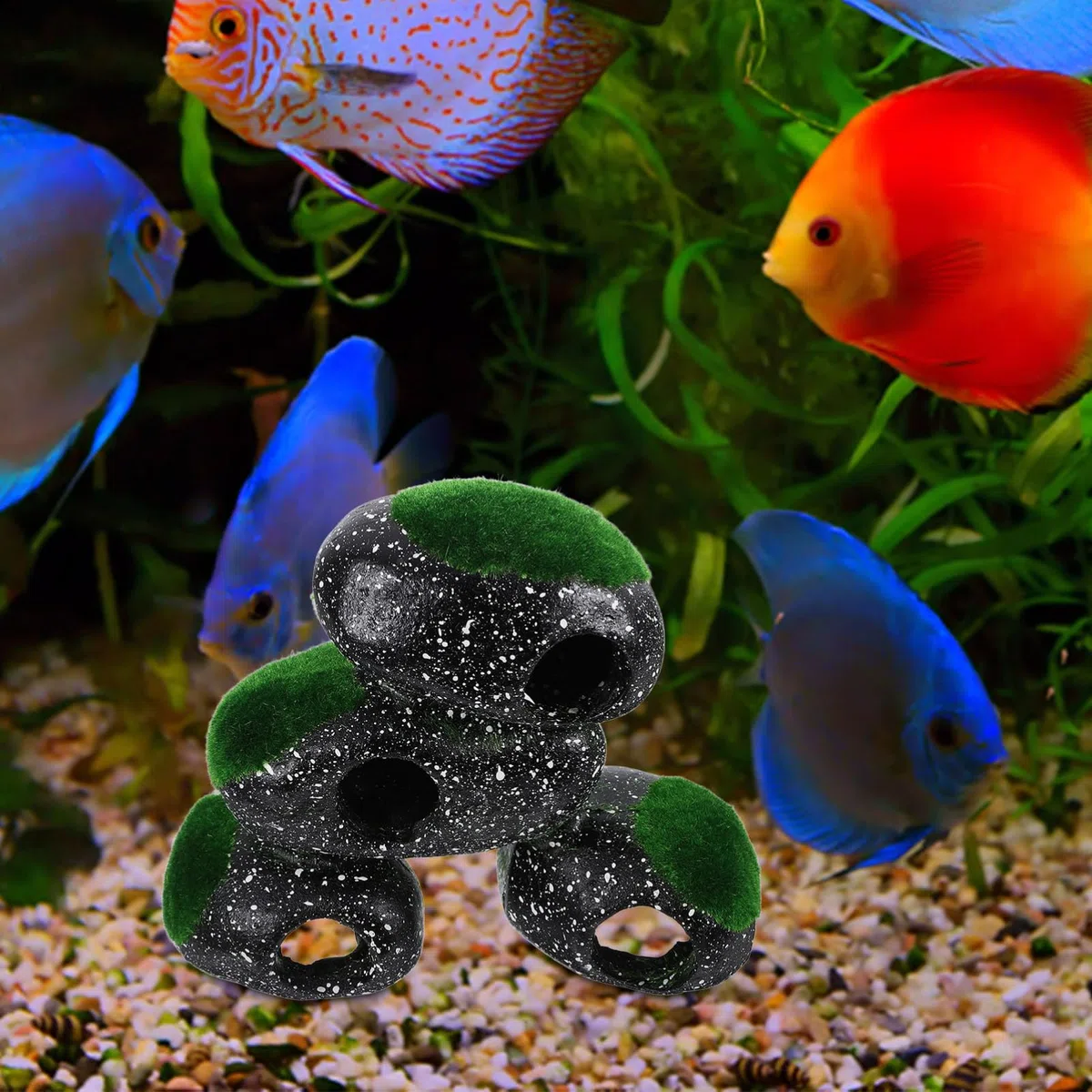 Happyyami 1pieza Decoración Acuario Creativa Refugio De Camarones y Peces Simulación De Piedra para Paisajismo Acuático