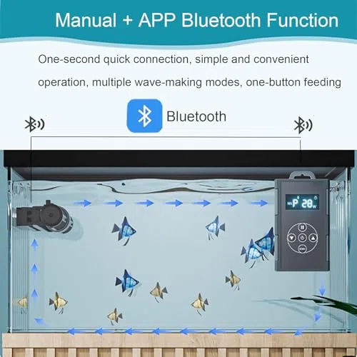 Bomba para hacer ondas de acuario, bomba de circulación magnética con controlador, cabezal de potencia silencioso, 5 modos de onda, velocidad de flujo de agua ajustable para acuarios de arrecife de