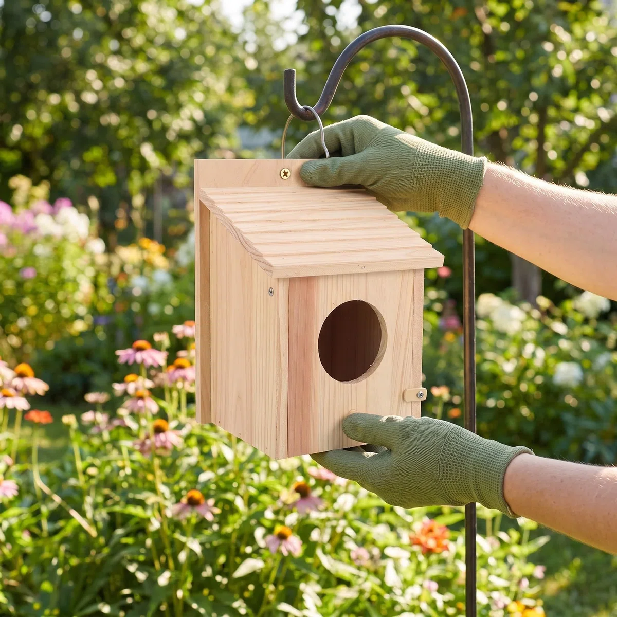HEMOTON 2 Piezas Caja Nido de Madera para Pájaros, Colgante Exterior con