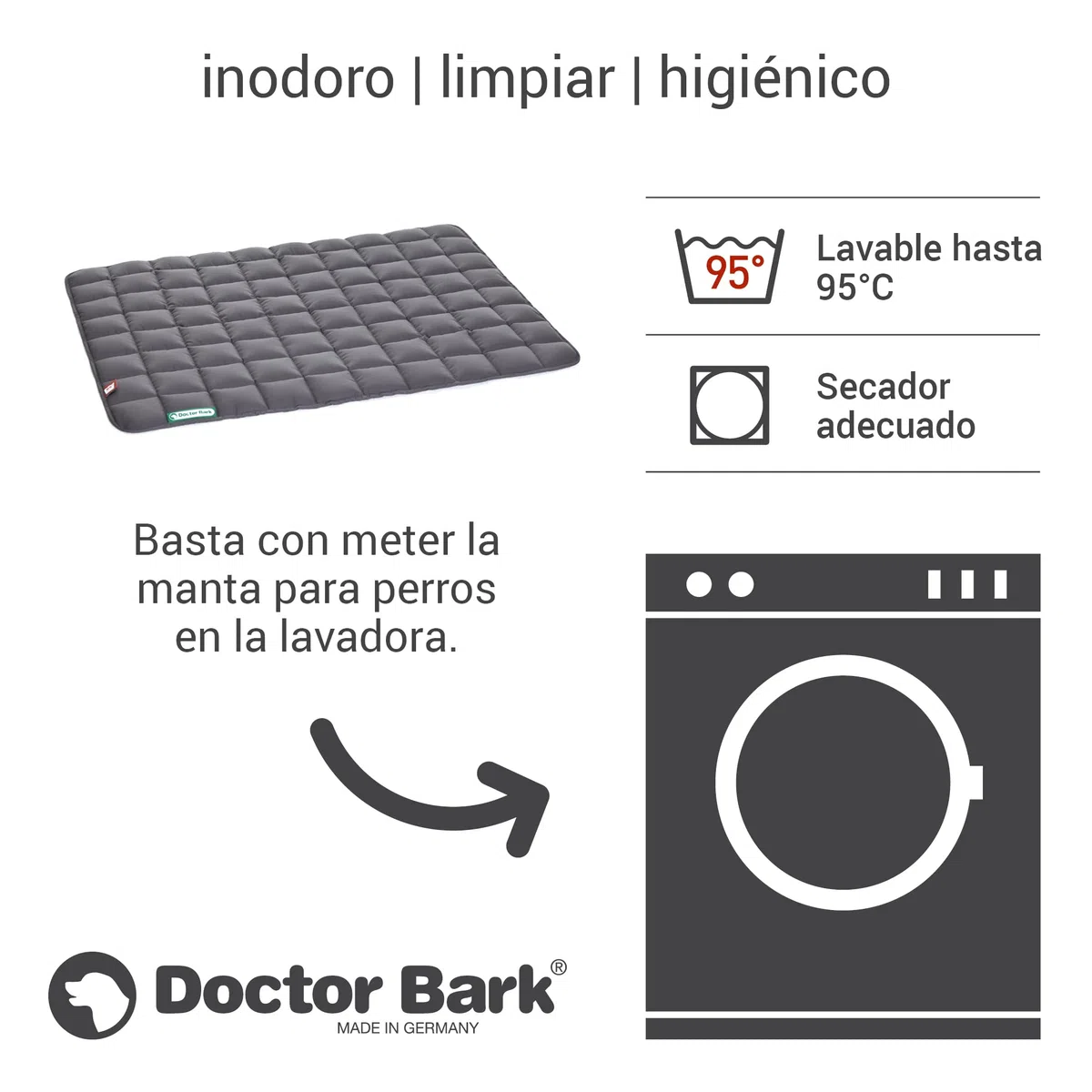 Doctor Bark Manta para Perros - Suave e hipoalergénica, Resistente a los arañazos y Duradera, Lavable a 95°C - Disponible en Diferentes tamaños y Colores(L, Gris)