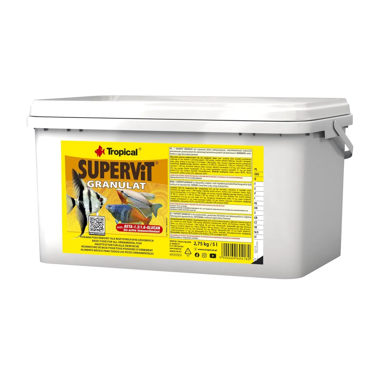 Tropical SUPERVIT GRANULAT 5L / 2,75kg - Alimento granulado, básico para Todos los Peces Ornamentales