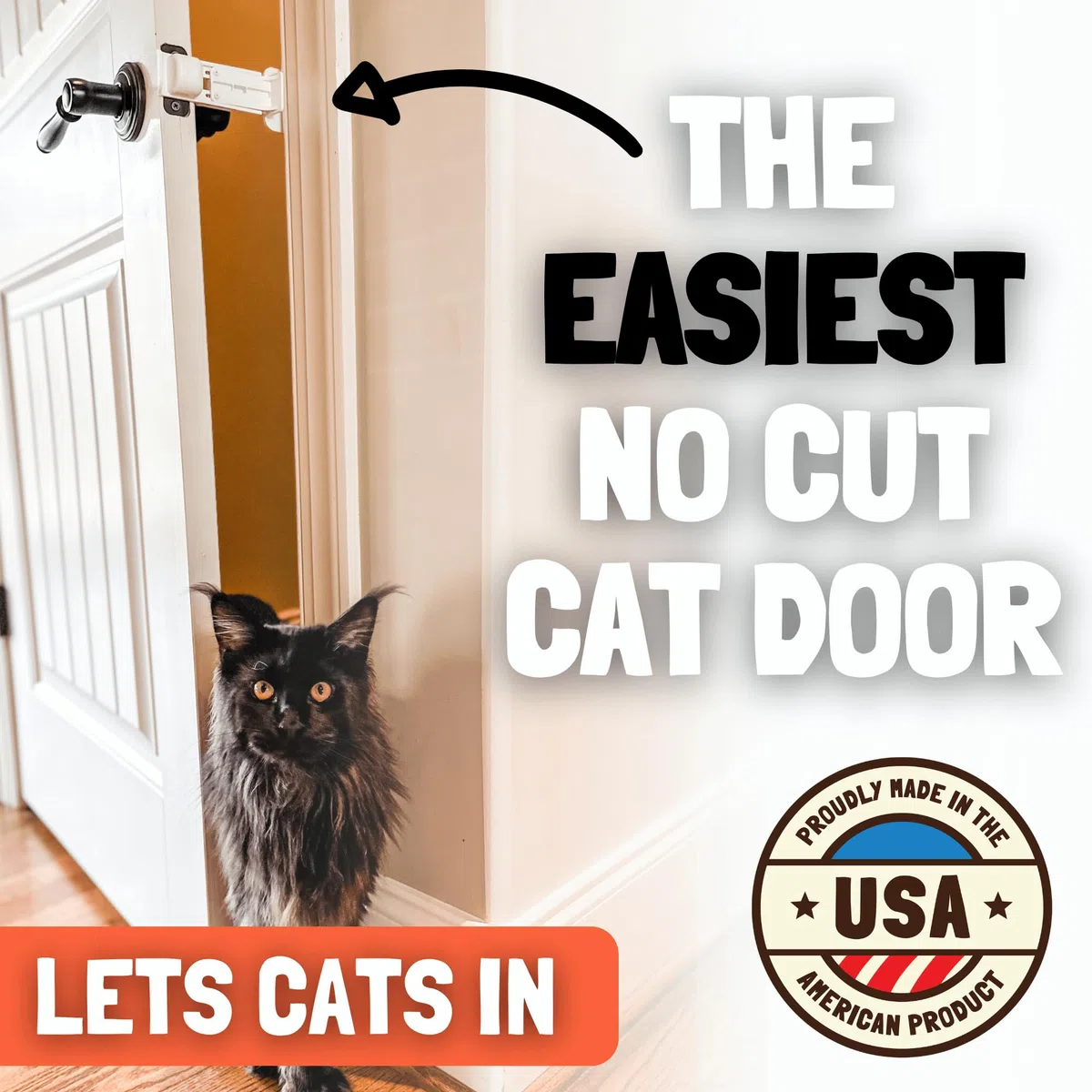Door Buddy Accesorio de puerta para gatos – El soporte de pestillo de puerta de gato más fácil para mantener la puerta interior abierta para mascotas – Estación de alimentación para gatos y caja de