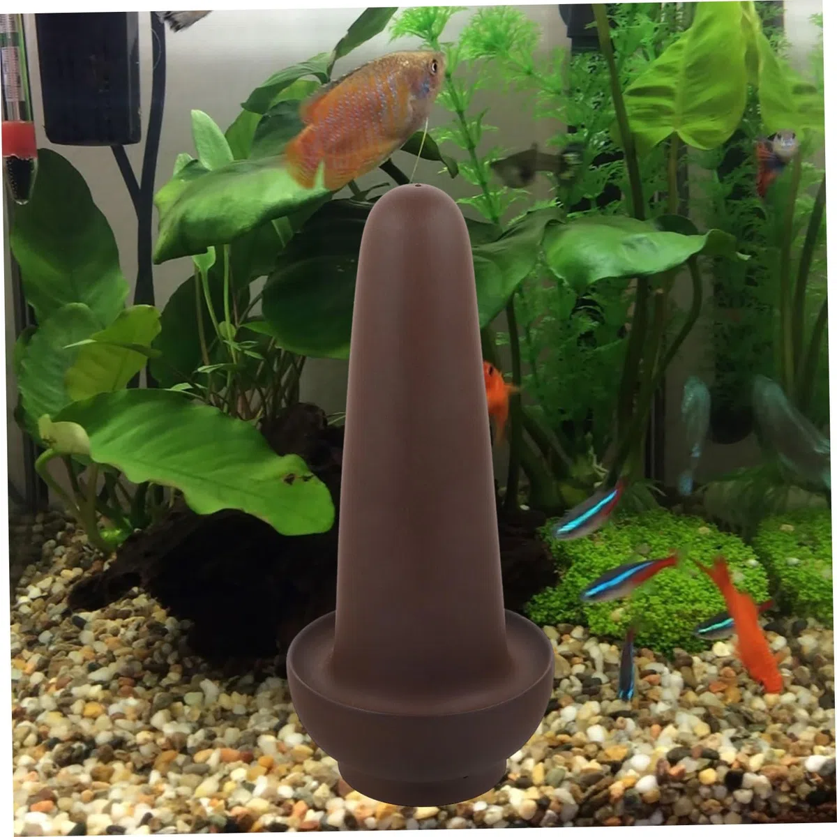YARNOW Cubo de Desove de Gres Rojo para Peces, Marrón, para Acuario
