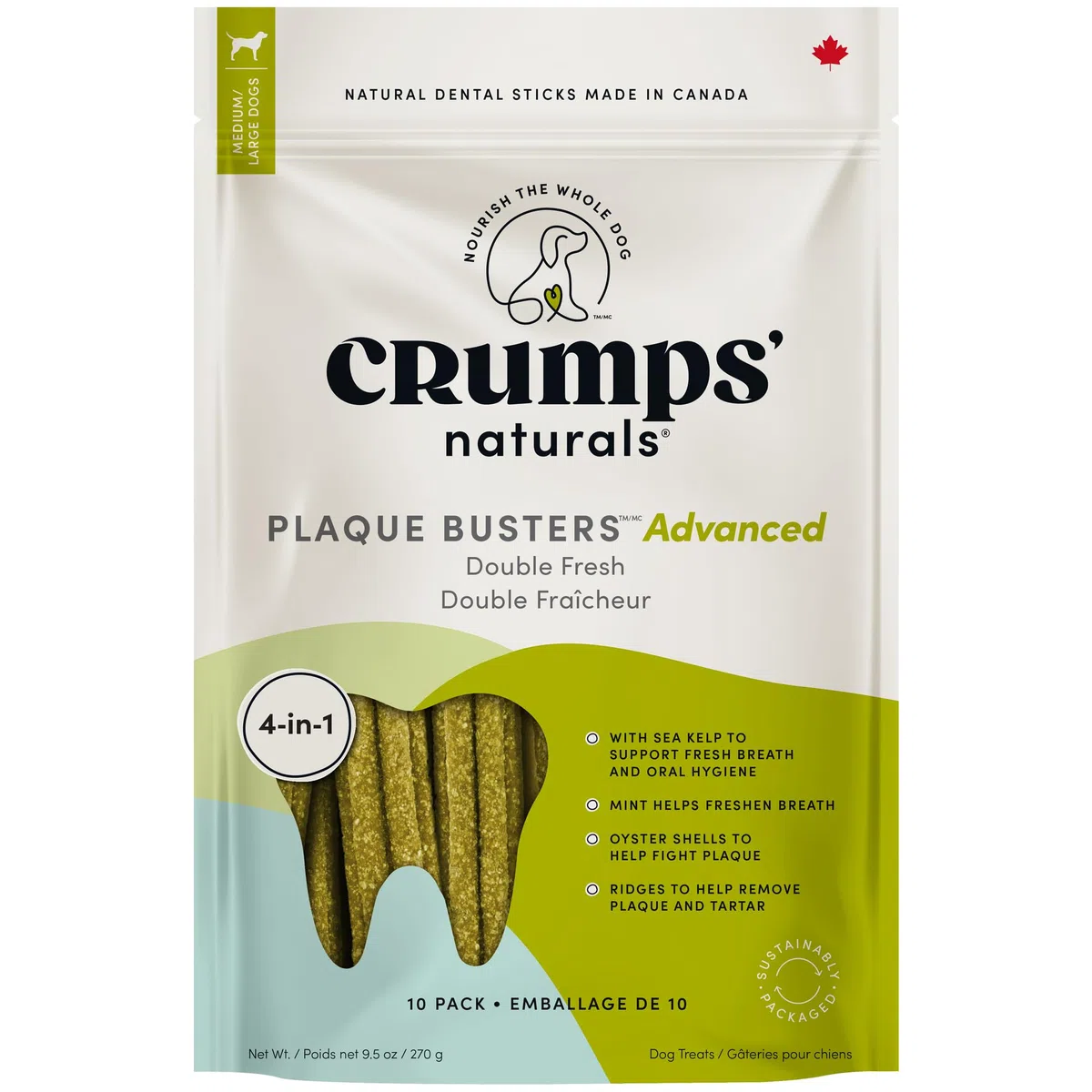 Crumps Naturals Plaque Busters Advanced - Double Fresh Dental Sticks 9.5ozF