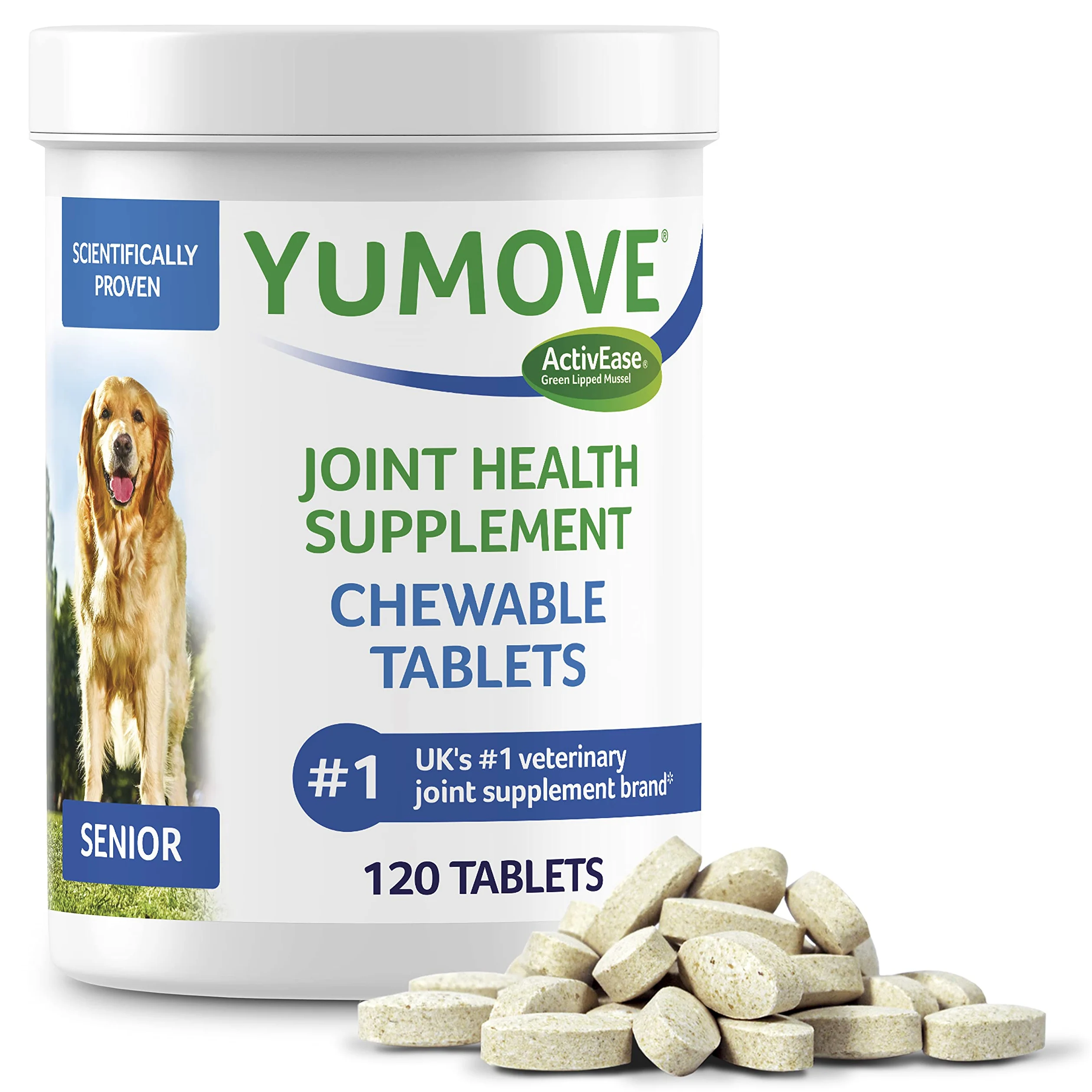 YuMOVE Condroprotector Perros Senior + Probioticos Superpack - Pack 120+120 Comprimidos - ActivEase Mejillón Verde & ActivBio - Movilidad, Digestión & Bienestar Diario para Perros Mayores Total