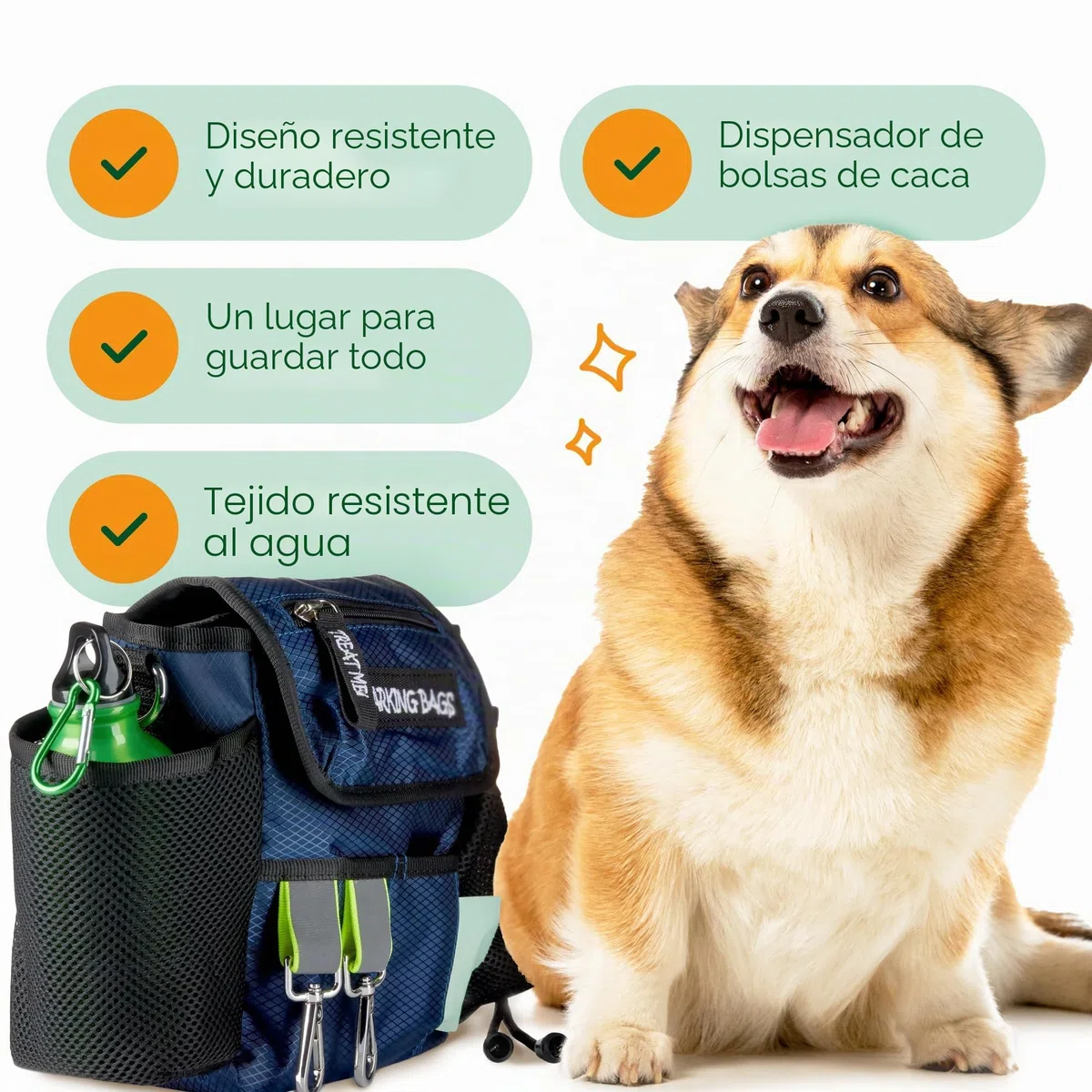 La bolsa original para pasear perros | Como se ve en la guarida de los dragones | Diseño ligero y práctico | Lleva juguetes y golosinas para perros, bolsas para excrementos