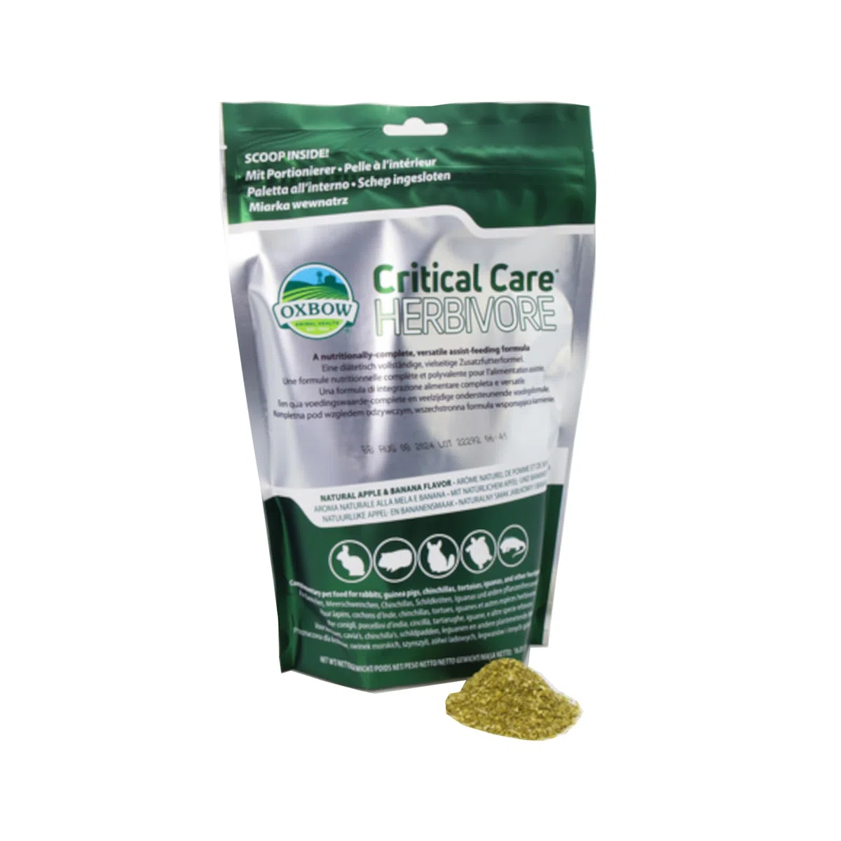 OXBOW Alimento completo para animales herbívoros | Banana/Manzana | 454 g | Alto contenido de fibra cruda | Para animales en mal estado nutricional