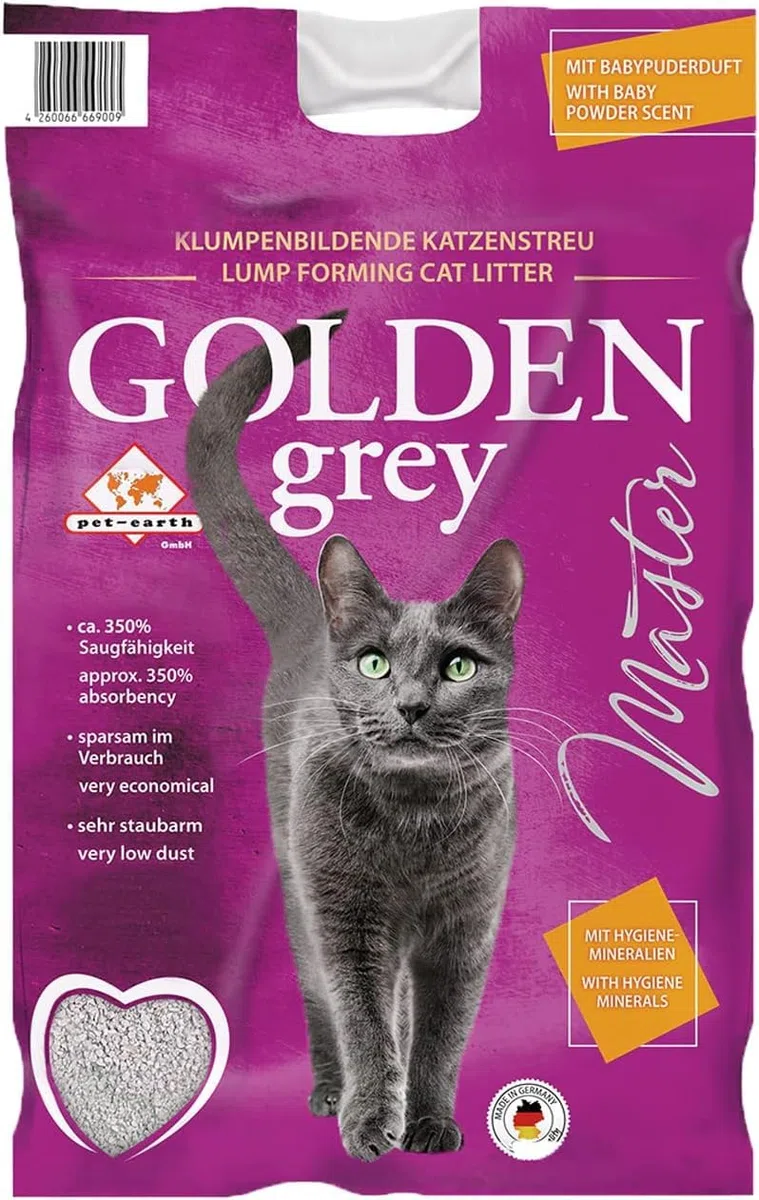 Pet Earth Golden Grey Master 2x14kg Bebé Puderduft + Silikat Littera