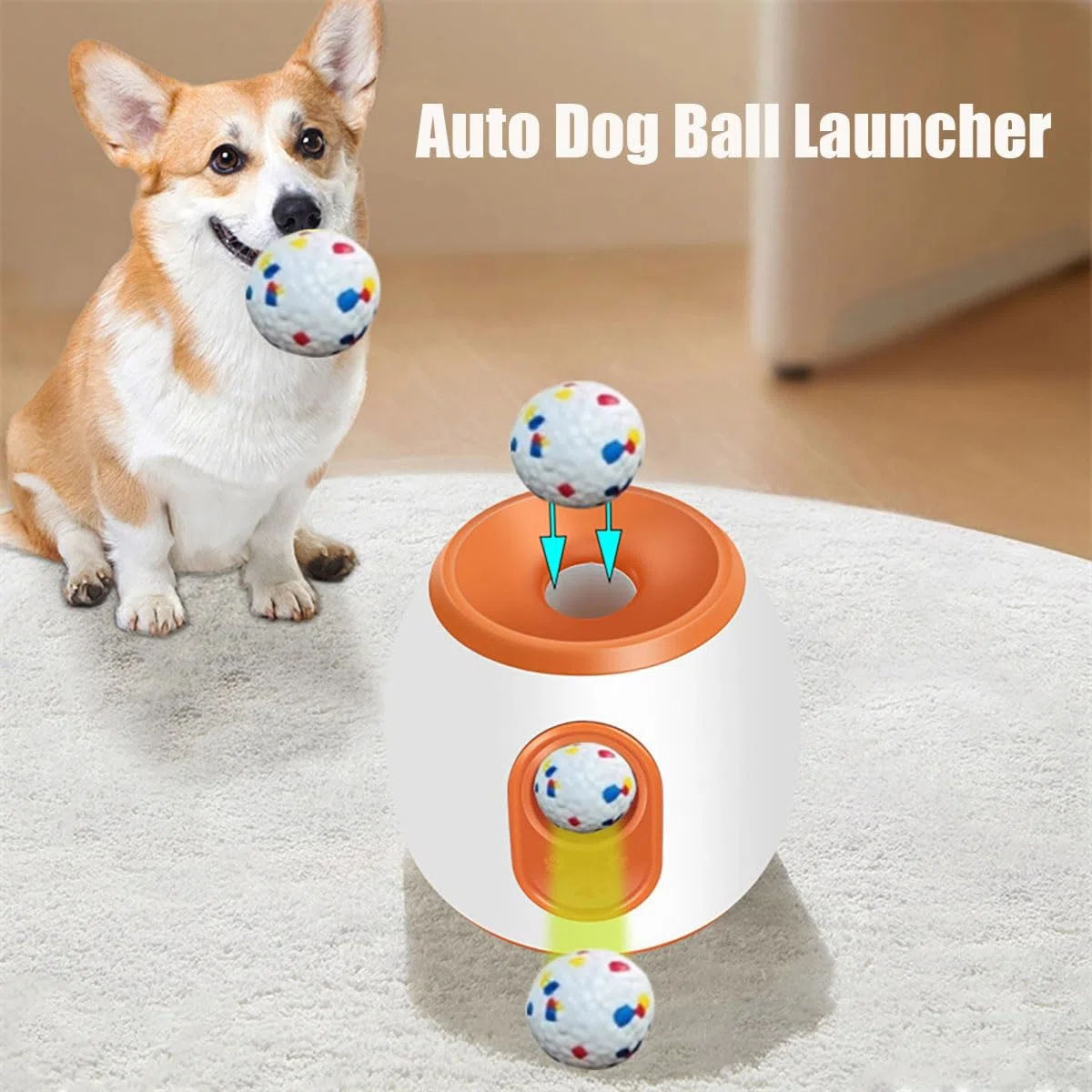 Lanzador automático de pelotas for perros, lanzador interactivo de pelotas for perros, lanzador automático de pelotas de tenis con 3 distancias de lanzamiento (10/20/30 pies), for perros pequeños, med