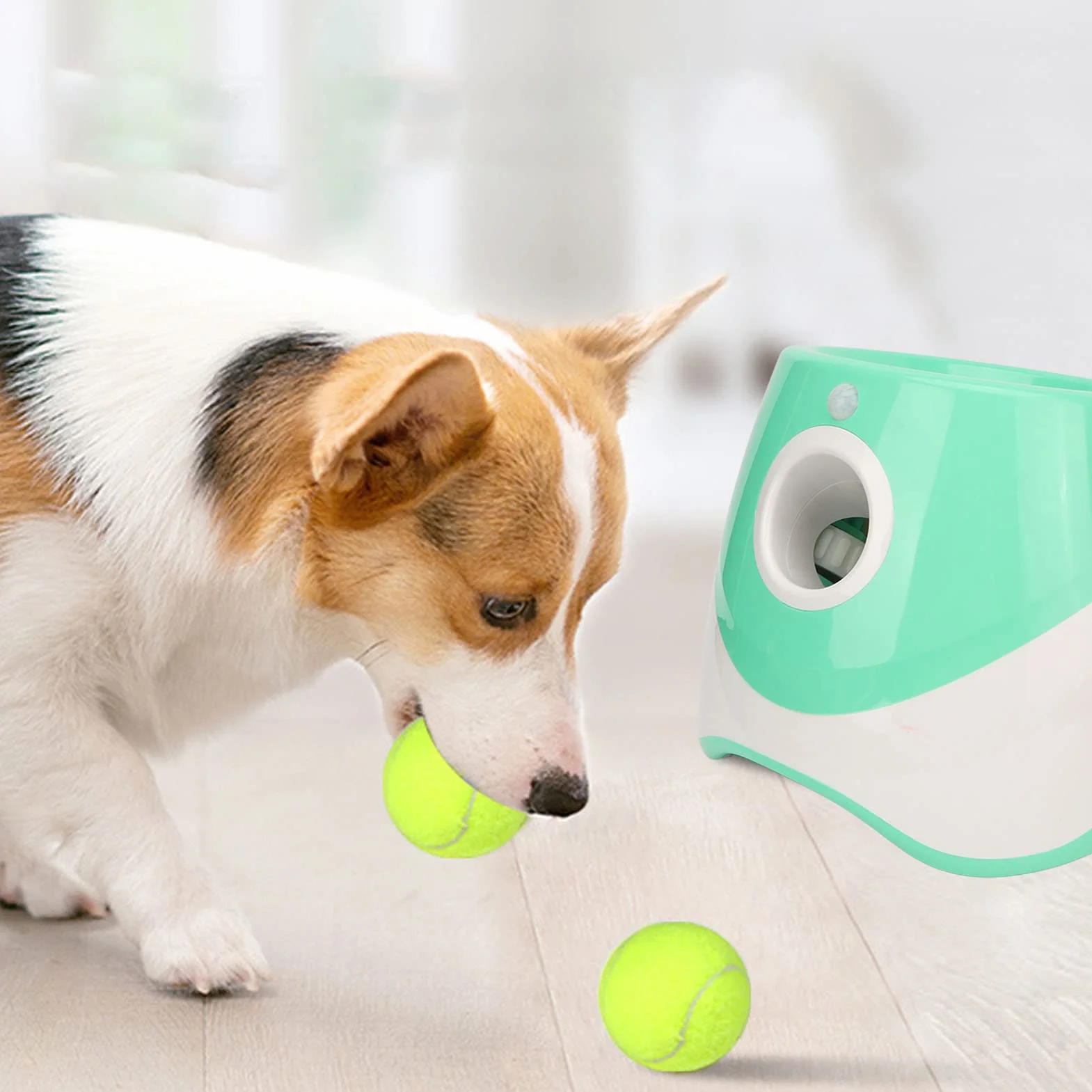Lanzador Automático de Bolas para Perros, Lanzador Automático de Pelotas con 3 Modos,Lanzador de Pelotas para Perros Recargable con 3 Pelotas de Tenis para Jugar en Interiores